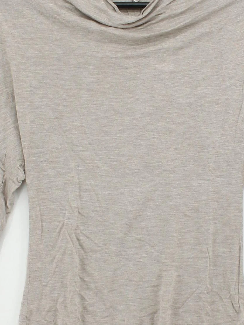 Reiss Women's Top XS Tan 100% Other Long Sleeve Mock Neck Basic - Image 3