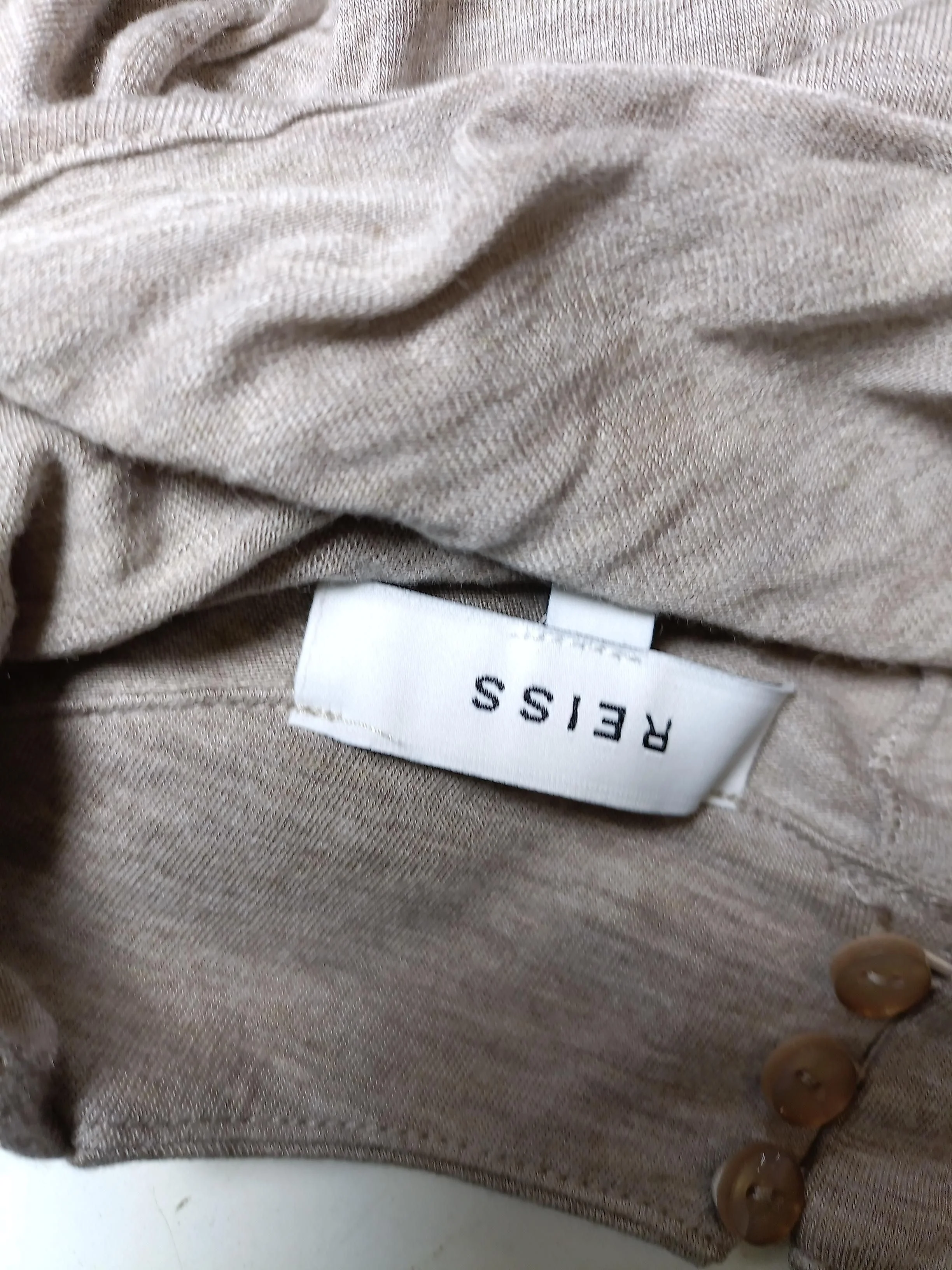 Reiss Women's Top XS Tan 100% Other Long Sleeve Mock Neck Basic - Image 5