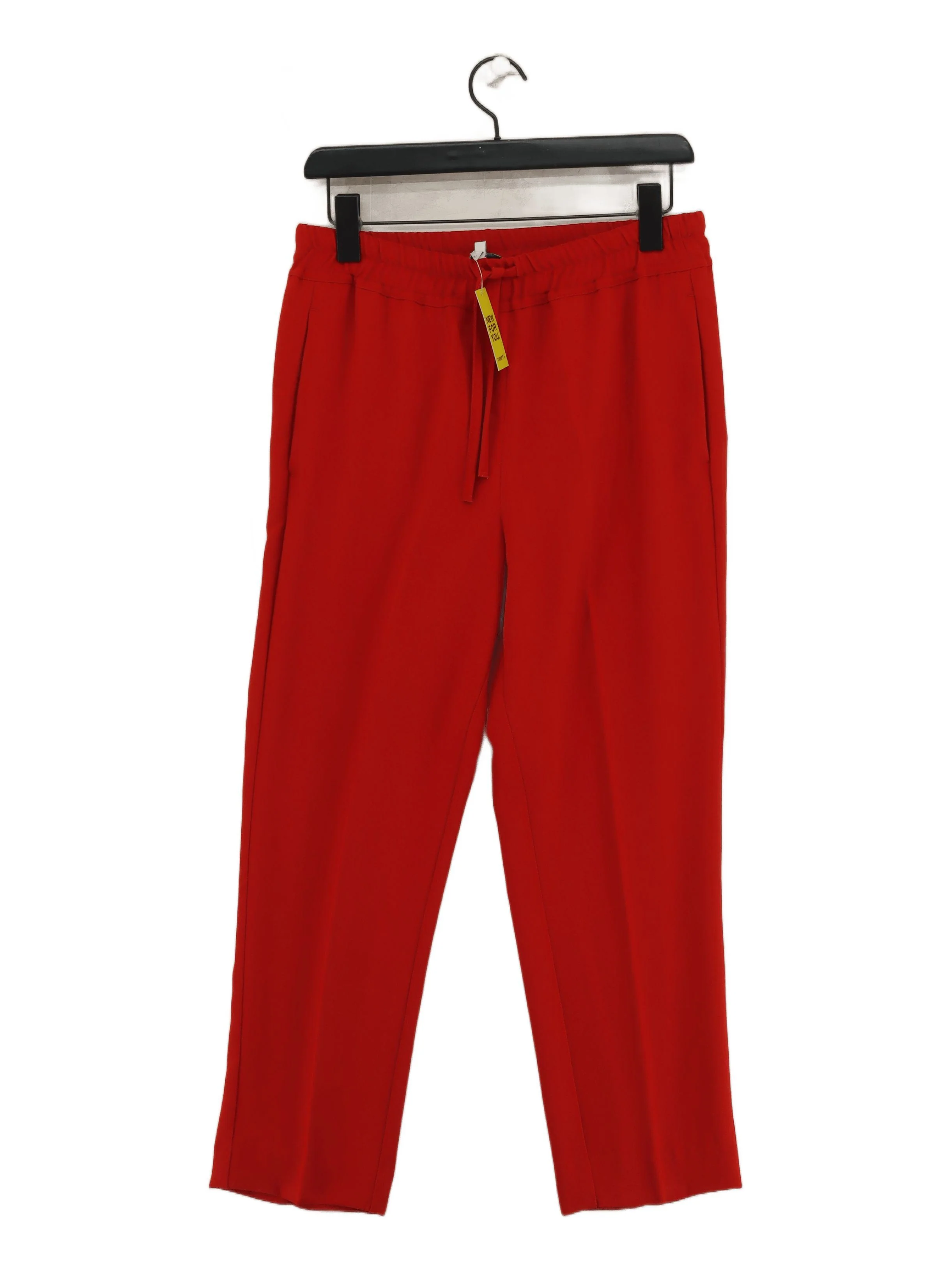 Reiss Women's Trousers M Red 100% Polyester Tapered Cropped
