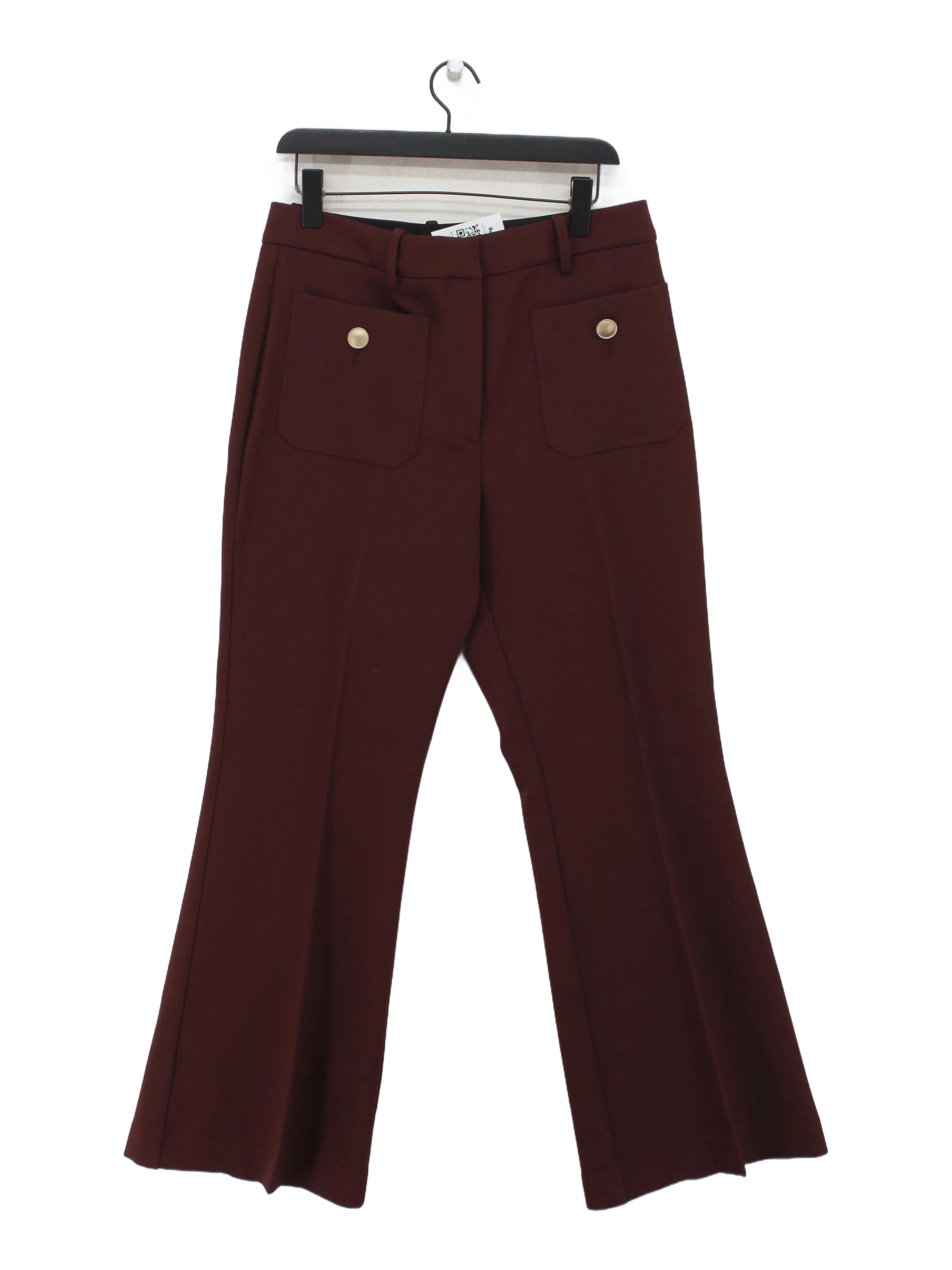 Reiss Women's Trousers M Red Polyester with Acetate Flared Chino