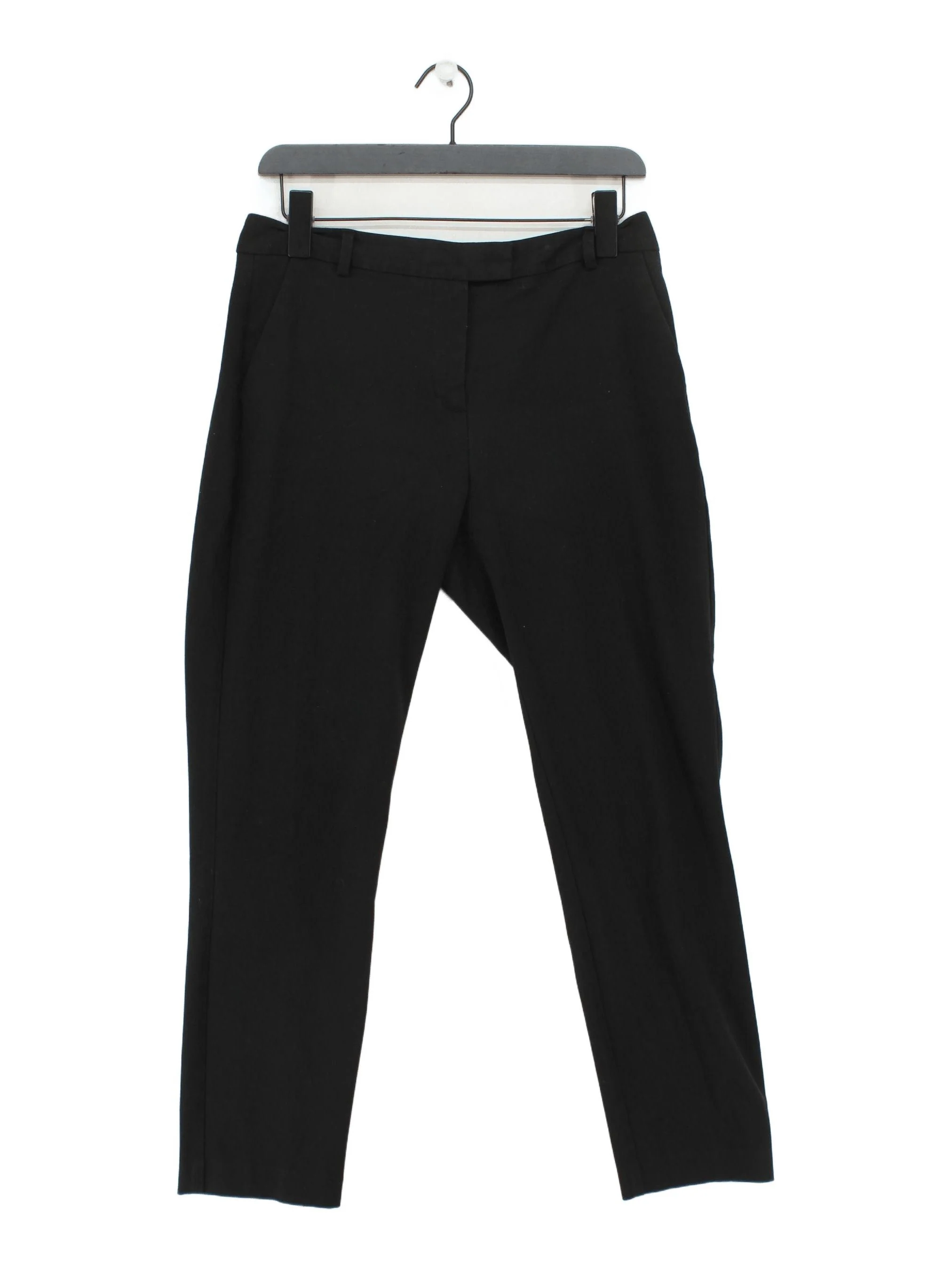 Reiss Women's Trousers UK 10 Black Polyester with Viscose, Elastane Cropped