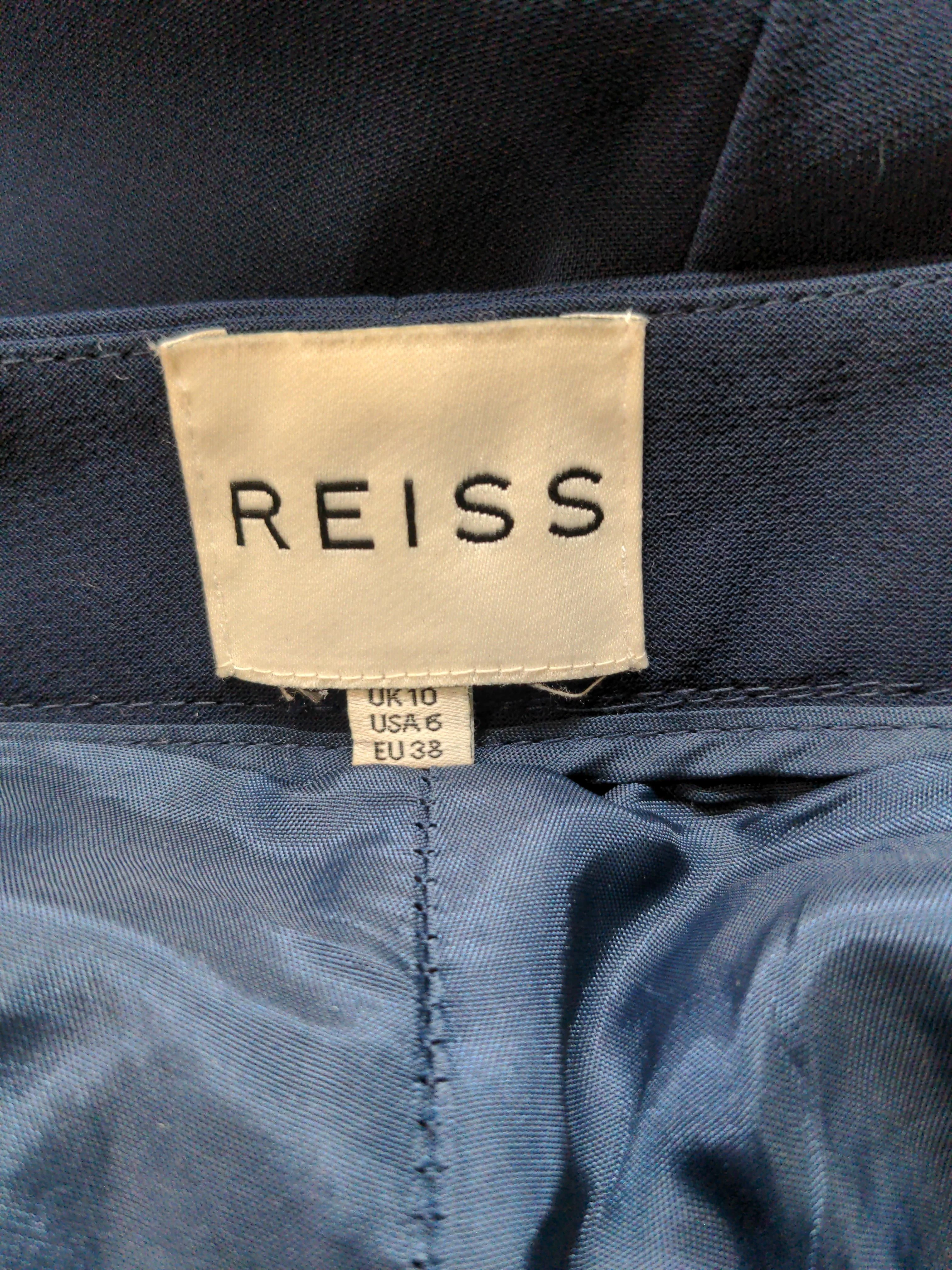 Reiss Women's Trousers UK 10 Blue Polyester with Acetate Wide-Leg Chino - Image 6