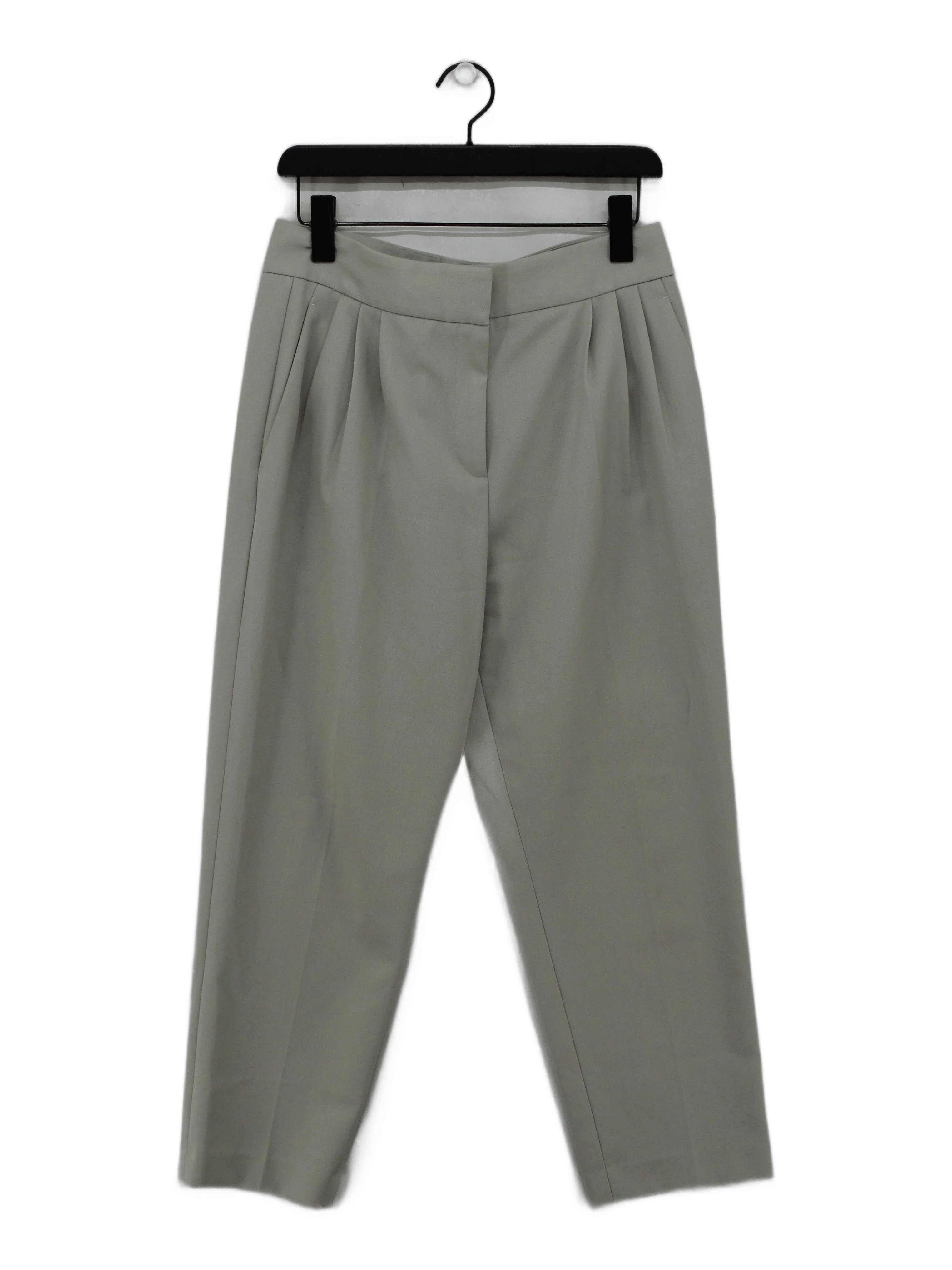 Reiss Women's Trousers UK 10 Green Wool with Polyester, Cotton Tapered Capri
