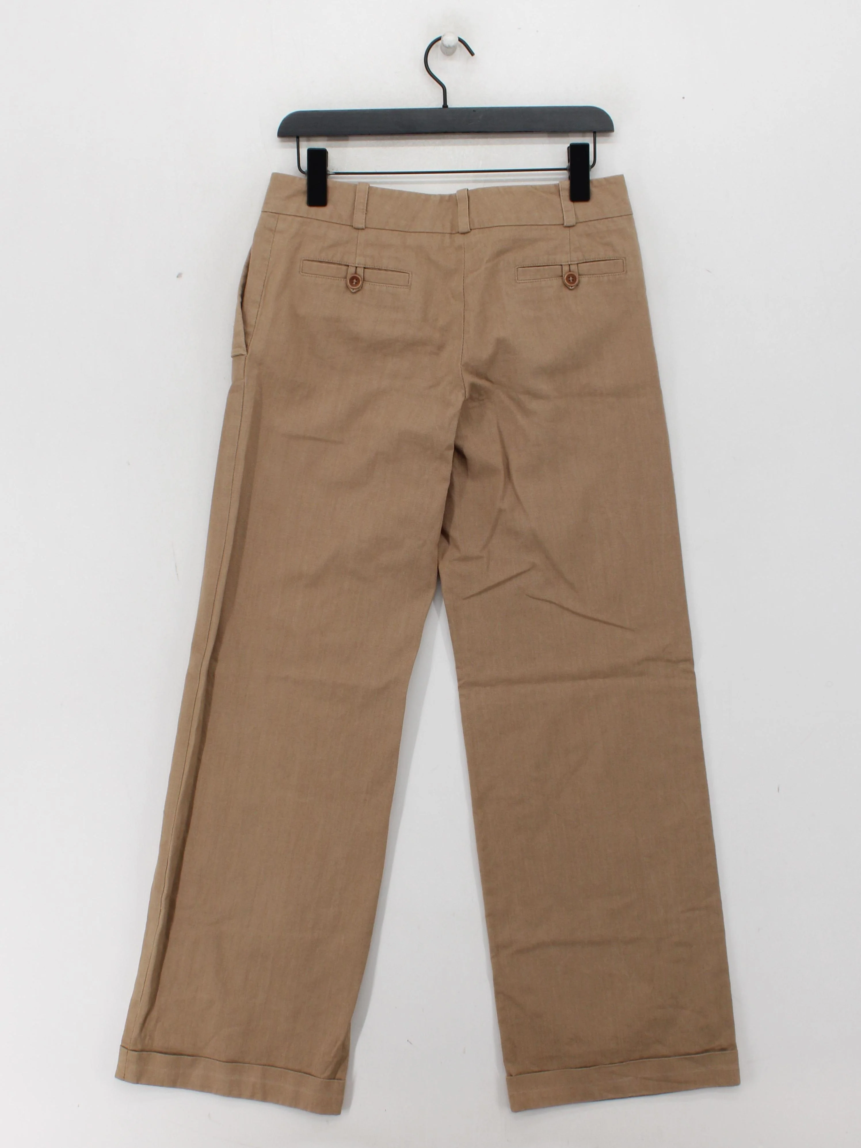 Reiss Women's Trousers UK 10 Tan Cotton with Polyester, Cotton Wide-Leg Chino - Image 2