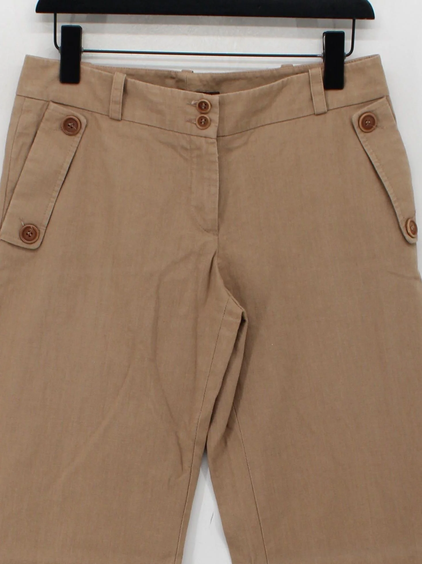 Reiss Women's Trousers UK 10 Tan Cotton with Polyester, Cotton Wide-Leg Chino - Image 3