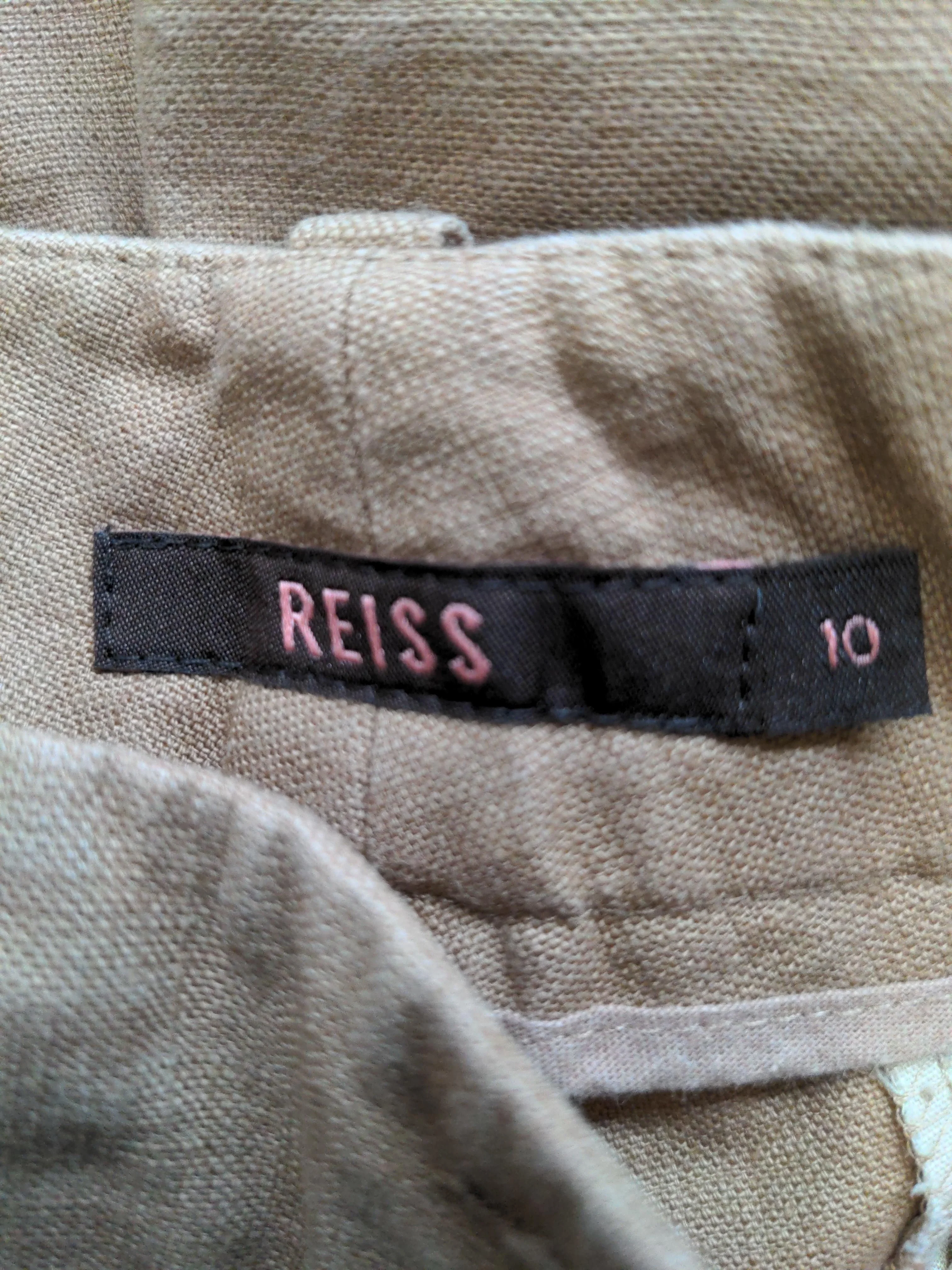Reiss Women's Trousers UK 10 Tan Cotton with Polyester, Cotton Wide-Leg Chino - Image 5