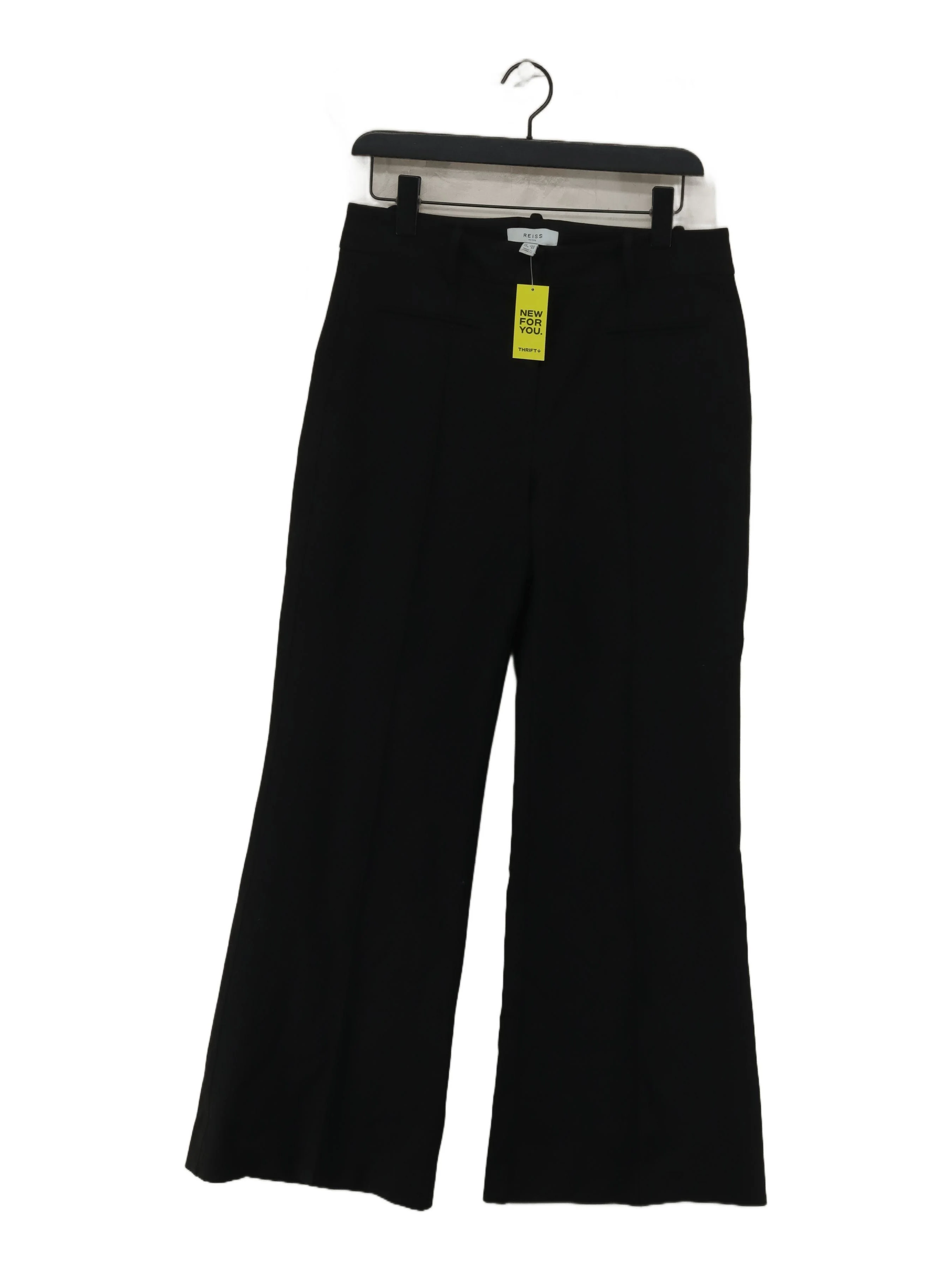 Reiss Women's Trousers UK 12 Black Polyester with Viscose, Elastane Capri