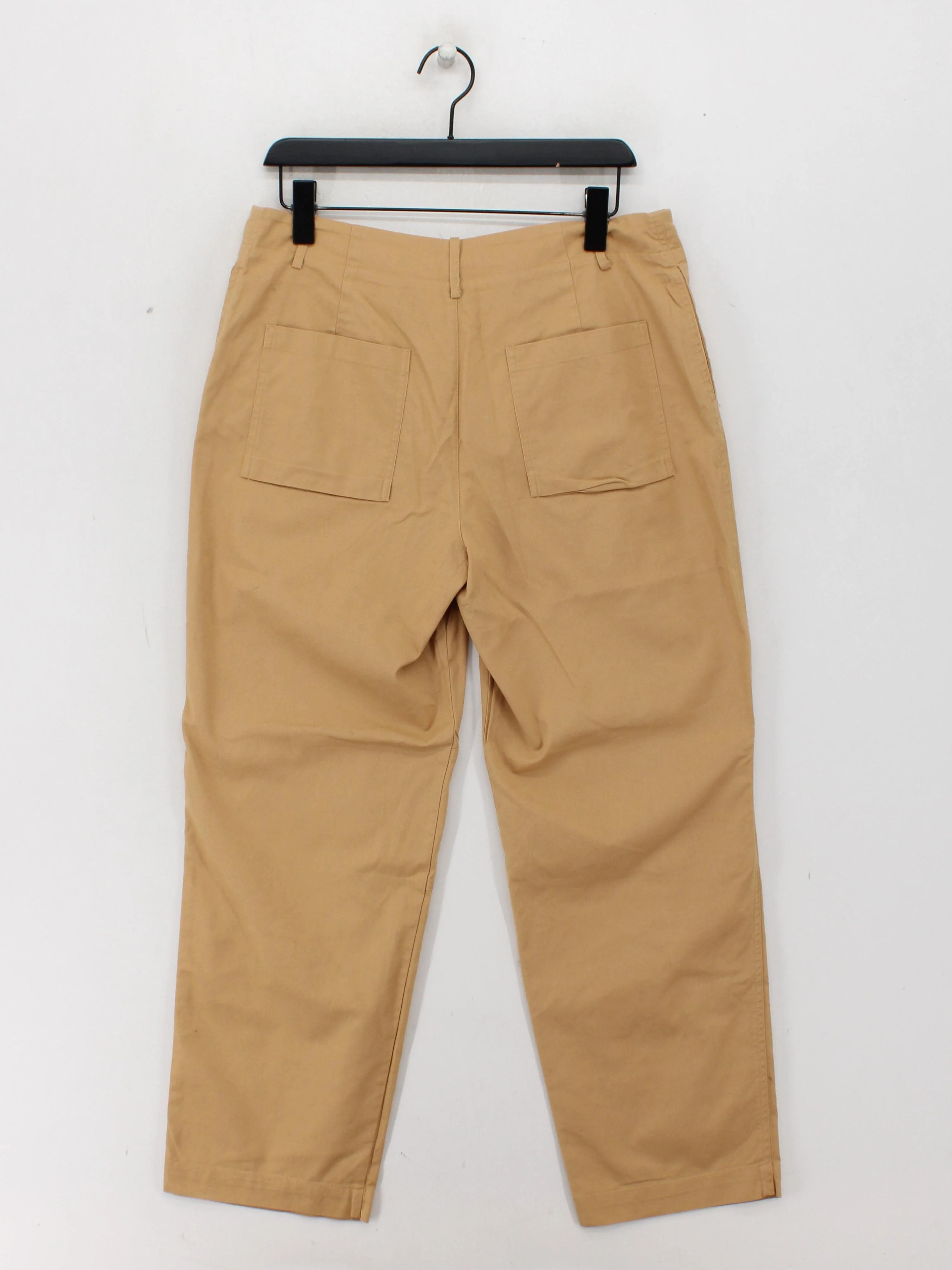 Reiss Women's Trousers UK 12 Tan 100% Cotton Tapered Cropped - Image 2