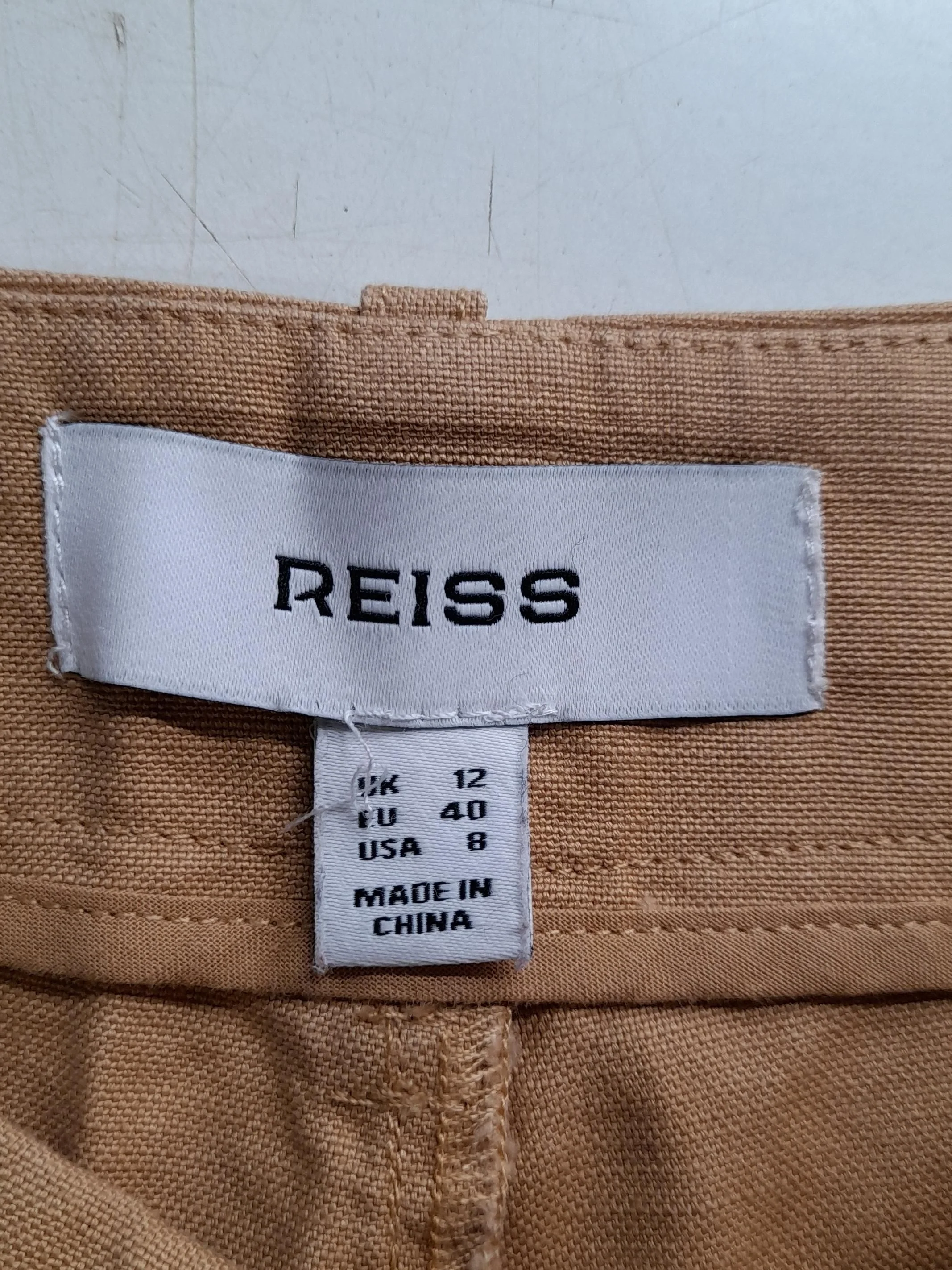 Reiss Women's Trousers UK 12 Tan 100% Cotton Tapered Cropped - Image 5