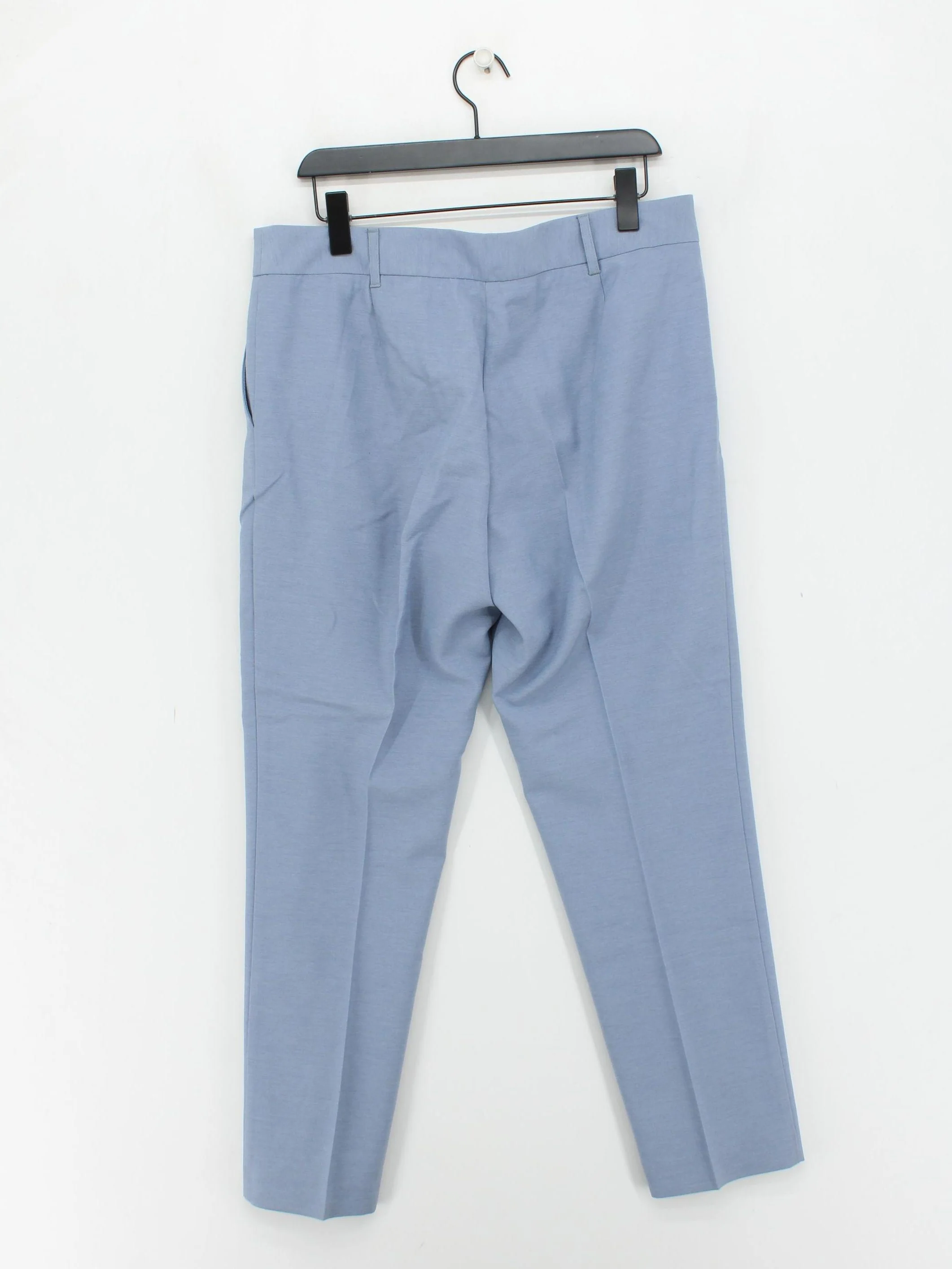 Reiss Women's Trousers UK 14 Blue Viscose with Polyester, Wool Straight Cropped - Image 2