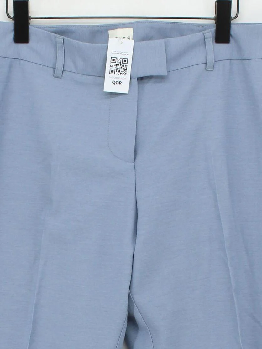 Reiss Women's Trousers UK 14 Blue Viscose with Polyester, Wool Straight Cropped - Image 3