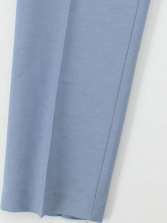 Reiss Women's Trousers UK 14 Blue Viscose with Polyester, Wool Straight Cropped - Image 4