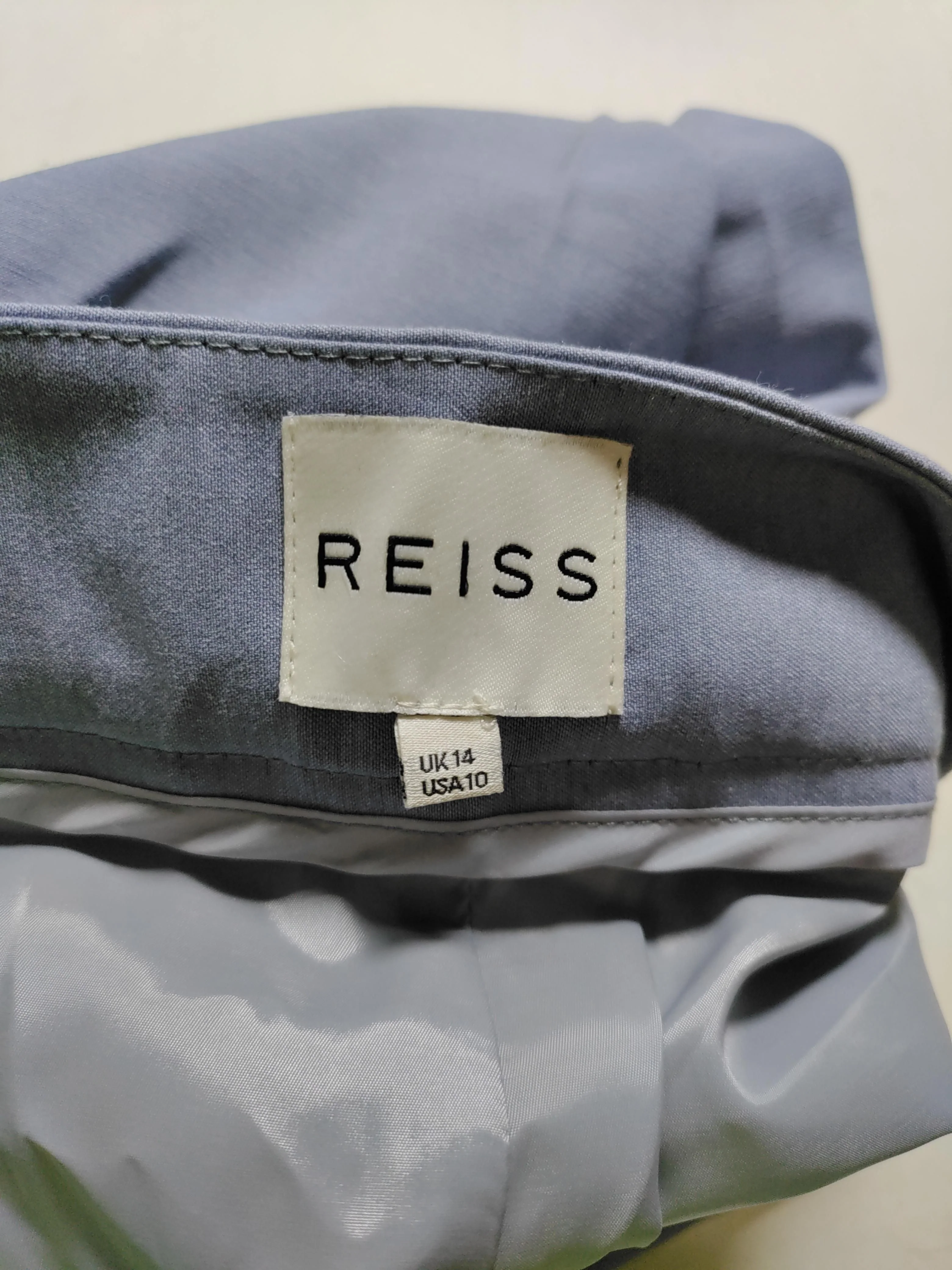 Reiss Women's Trousers UK 14 Blue Viscose with Polyester, Wool Straight Cropped - Image 5