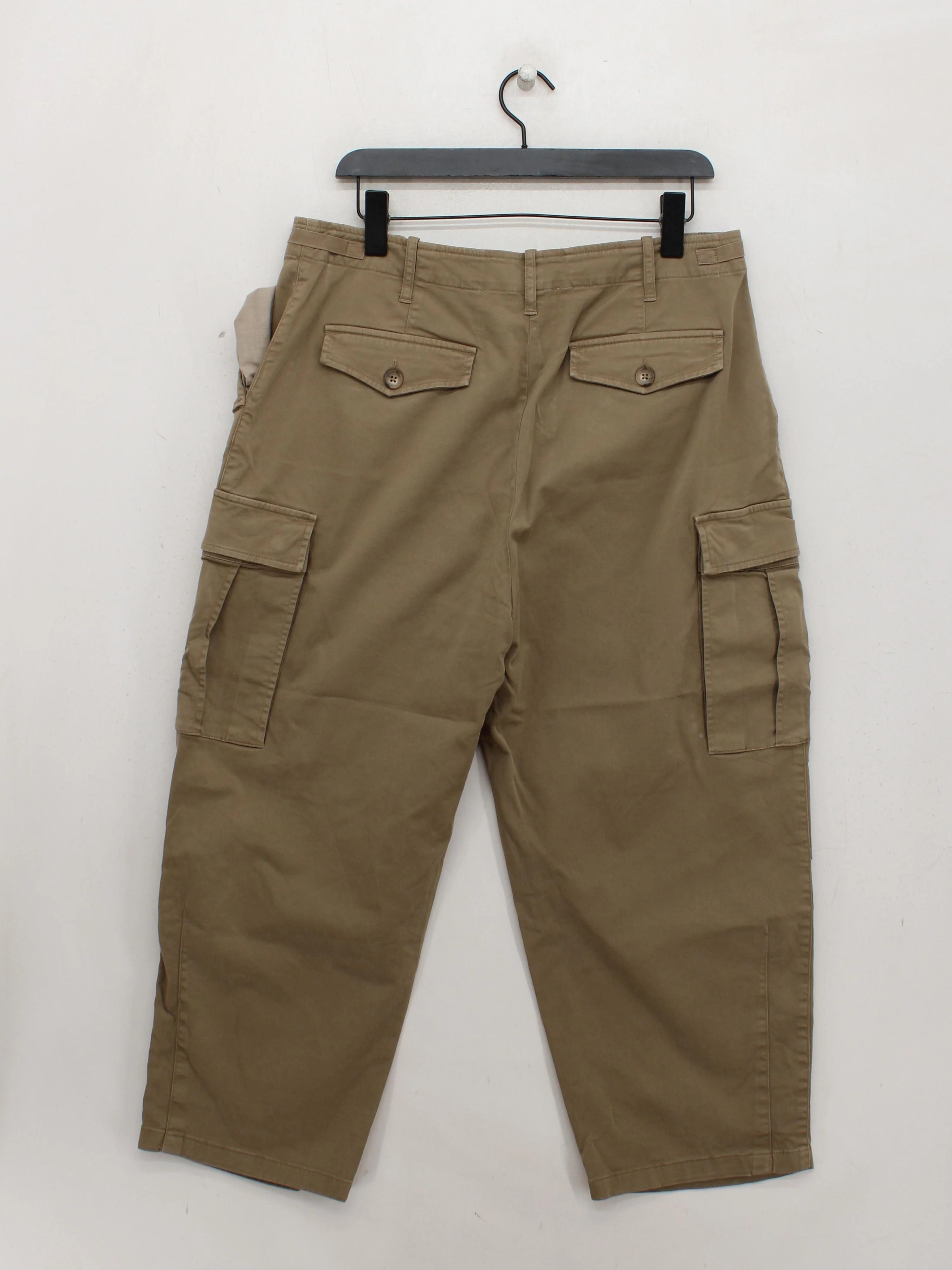 Reiss Women's Trousers UK 14 Brown Cotton with Elastane Wide-Leg Cargo - Image 2