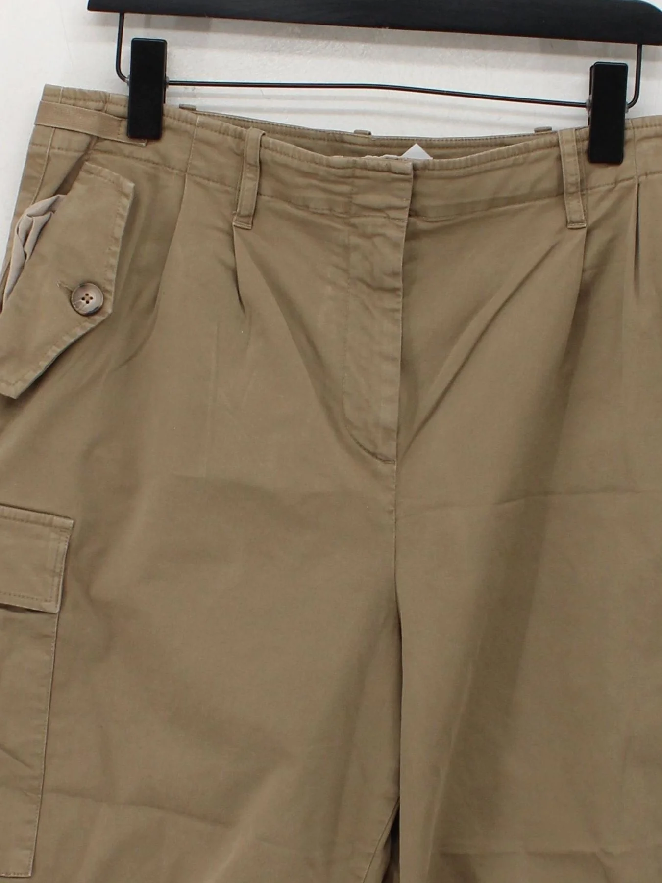 Reiss Women's Trousers UK 14 Brown Cotton with Elastane Wide-Leg Cargo - Image 3