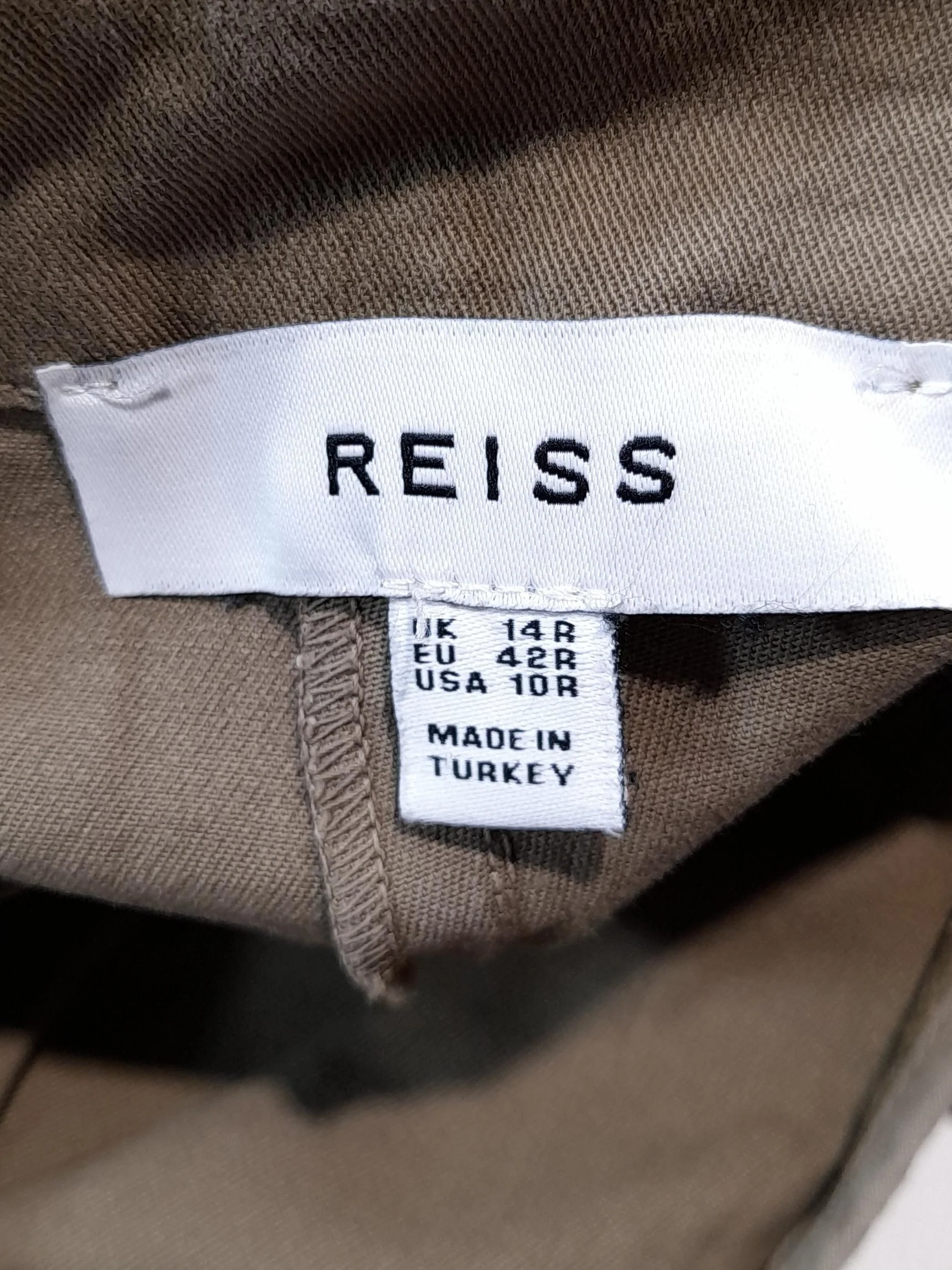 Reiss Women's Trousers UK 14 Brown Cotton with Elastane Wide-Leg Cargo - Image 5