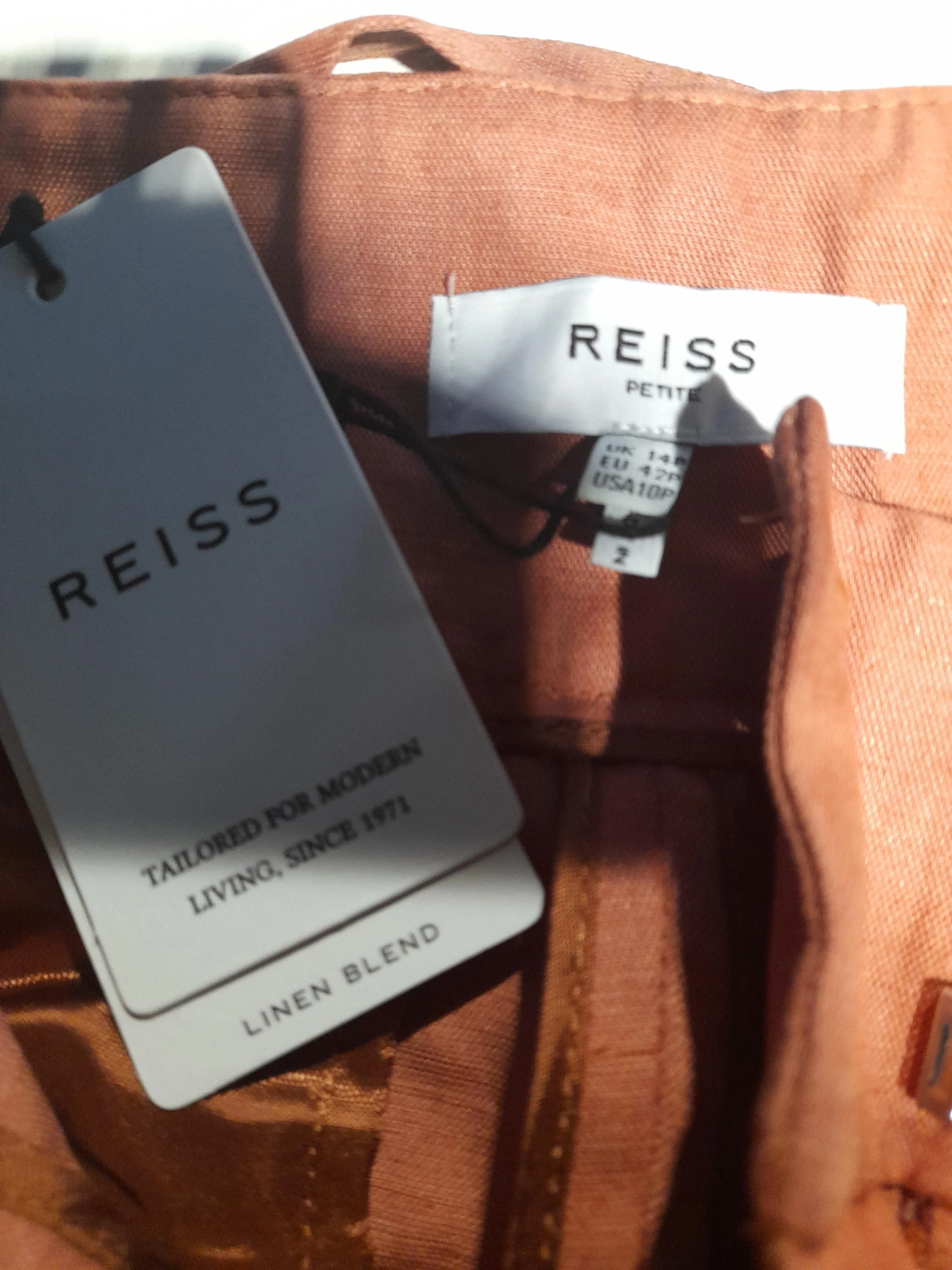 Reiss Women's Trousers UK 14 Tan Lyocell Modal with Linen Cropped New with tags - Image 5