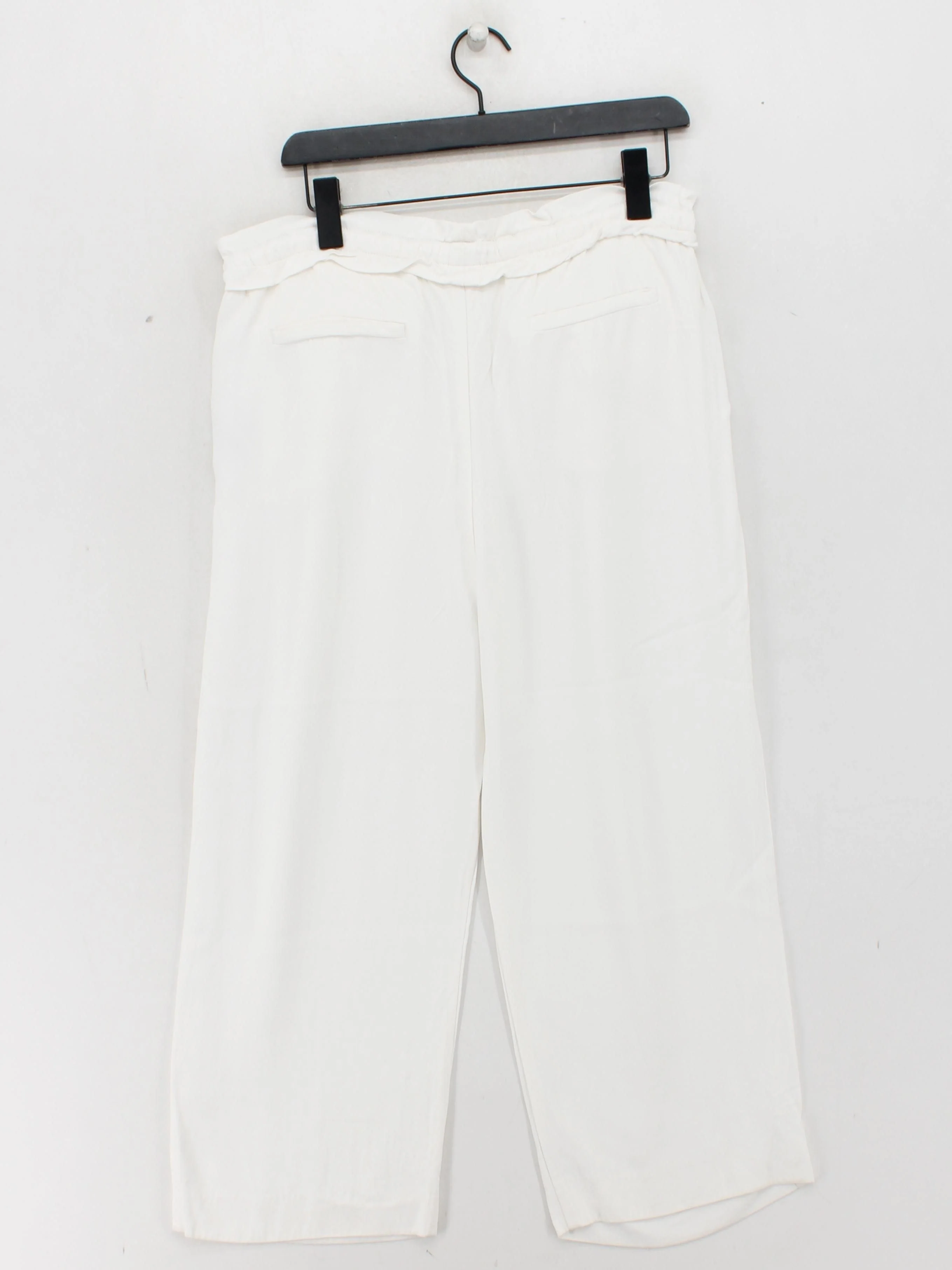 Reiss Women's Trousers UK 14 White 100% Viscose Wide-Leg Cropped - Image 2