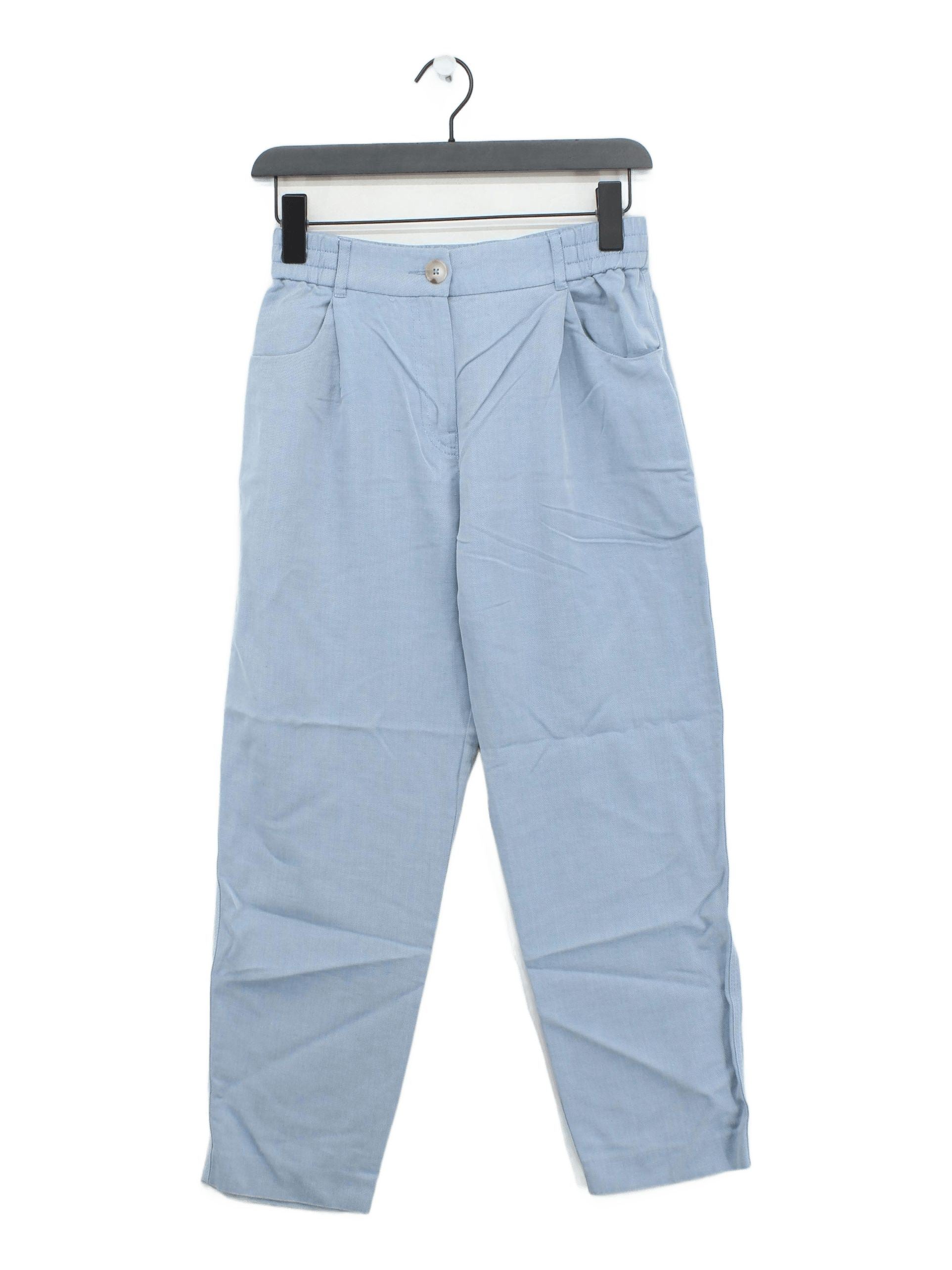 Reiss Women's Trousers UK 8 Blue Lyocell Modal with Linen, Cotton Cropped
