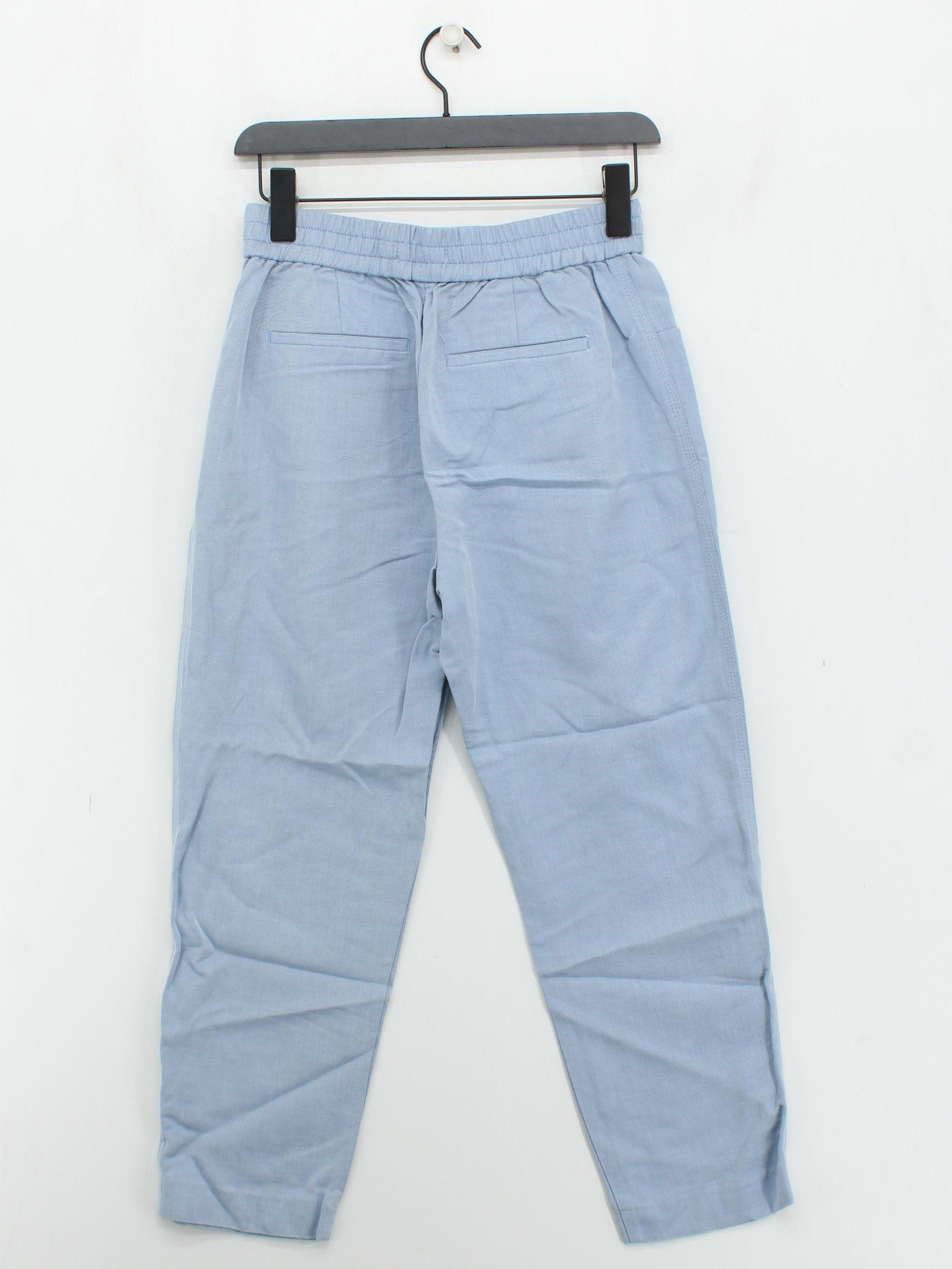 Reiss Women's Trousers UK 8 Blue Lyocell Modal with Linen, Cotton Cropped - Image 2