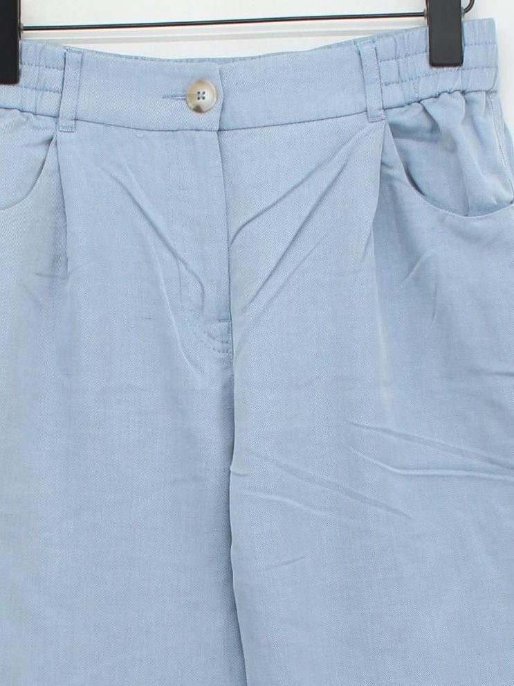 Reiss Women's Trousers UK 8 Blue Lyocell Modal with Linen, Cotton Cropped - Image 3