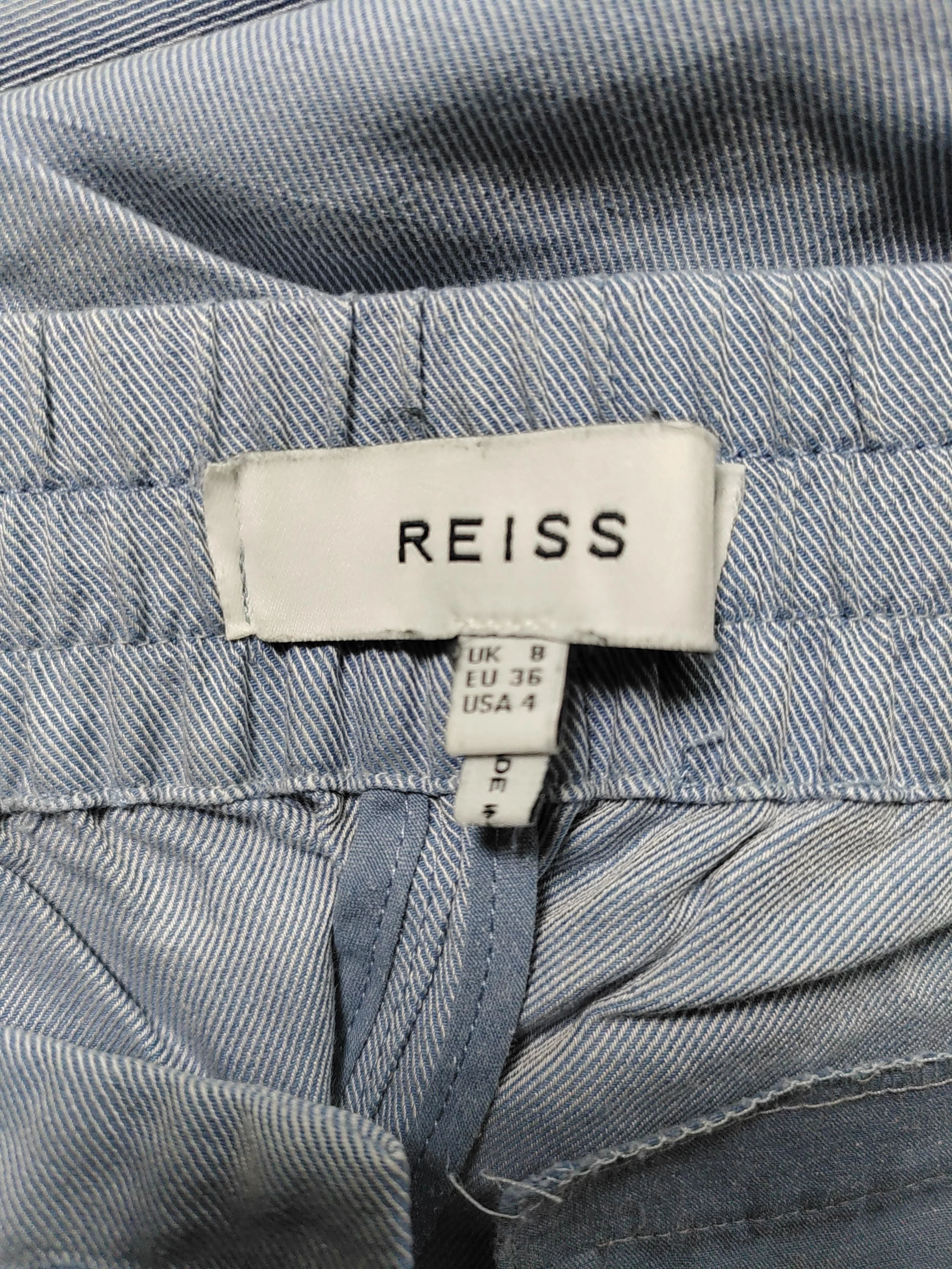 Reiss Women's Trousers UK 8 Blue Lyocell Modal with Linen, Cotton Cropped - Image 5