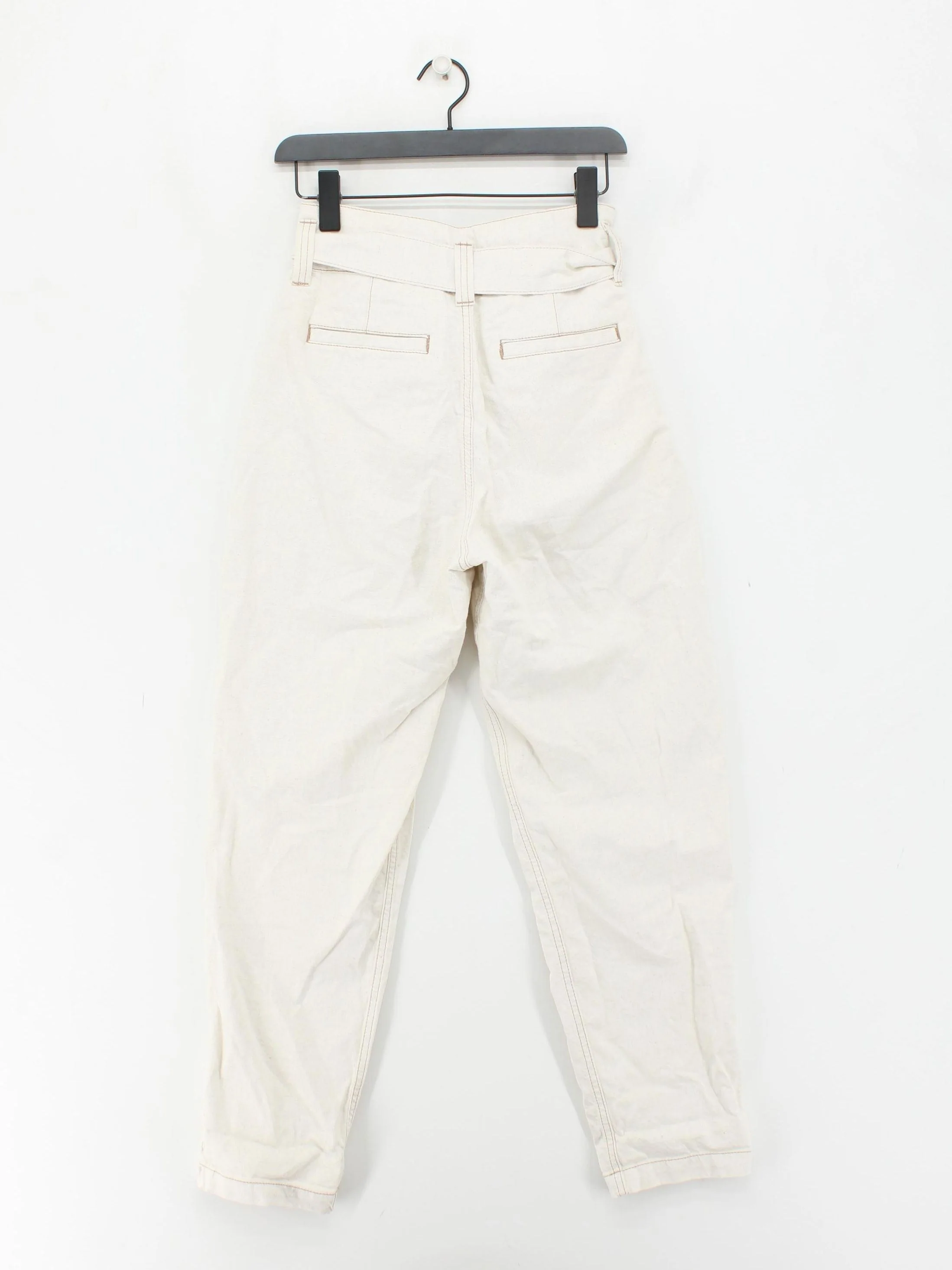 Reiss Women's Trousers W 26 in Cream Cotton with Linen Tapered Chino - Image 2