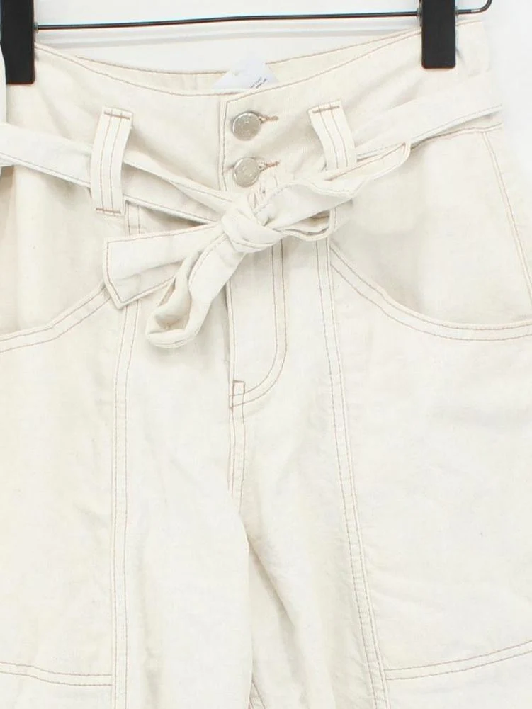 Reiss Women's Trousers W 26 in Cream Cotton with Linen Tapered Chino - Image 3