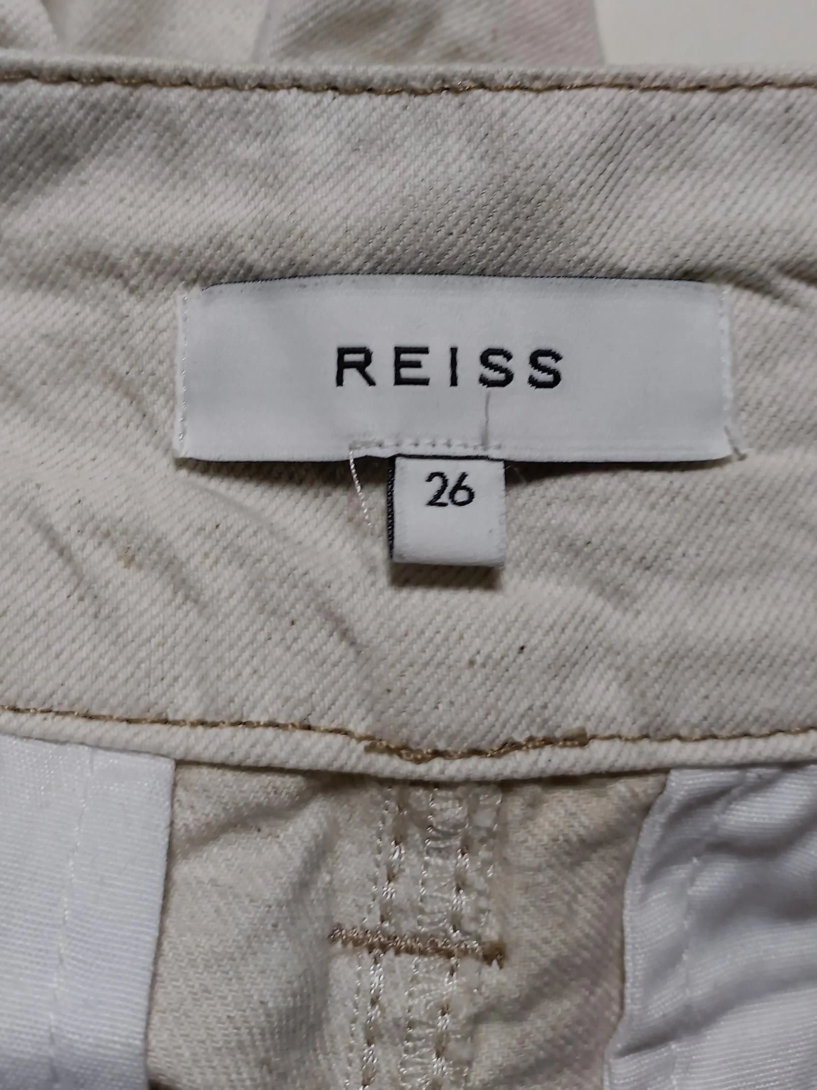 Reiss Women's Trousers W 26 in Cream Cotton with Linen Tapered Chino - Image 5