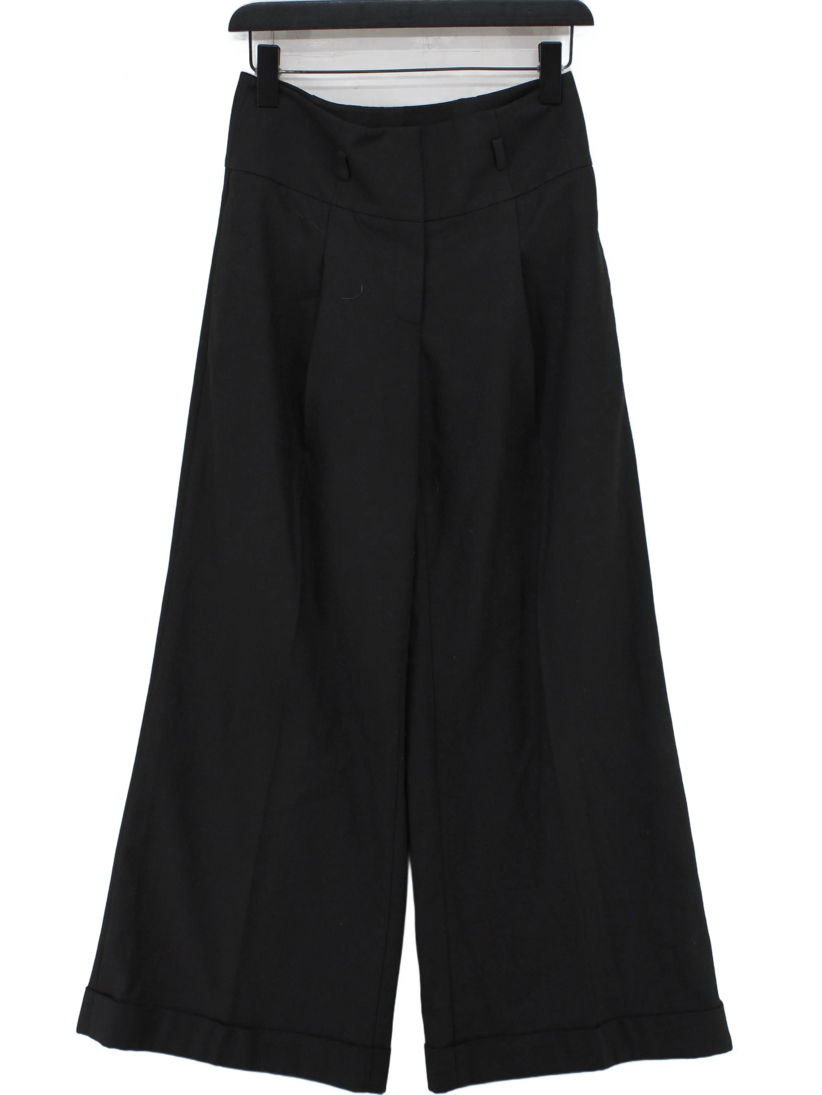 Reiss Women's Trousers XXS Black Polyester with Viscose, Elastane Cropped