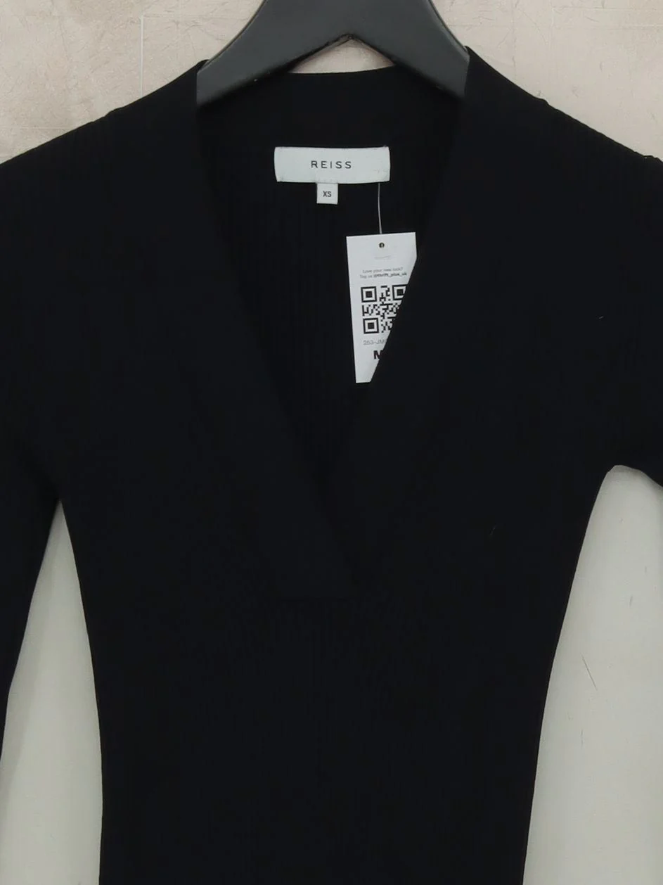 Reiss Wrap Midi Dress XS in Black - Image 3