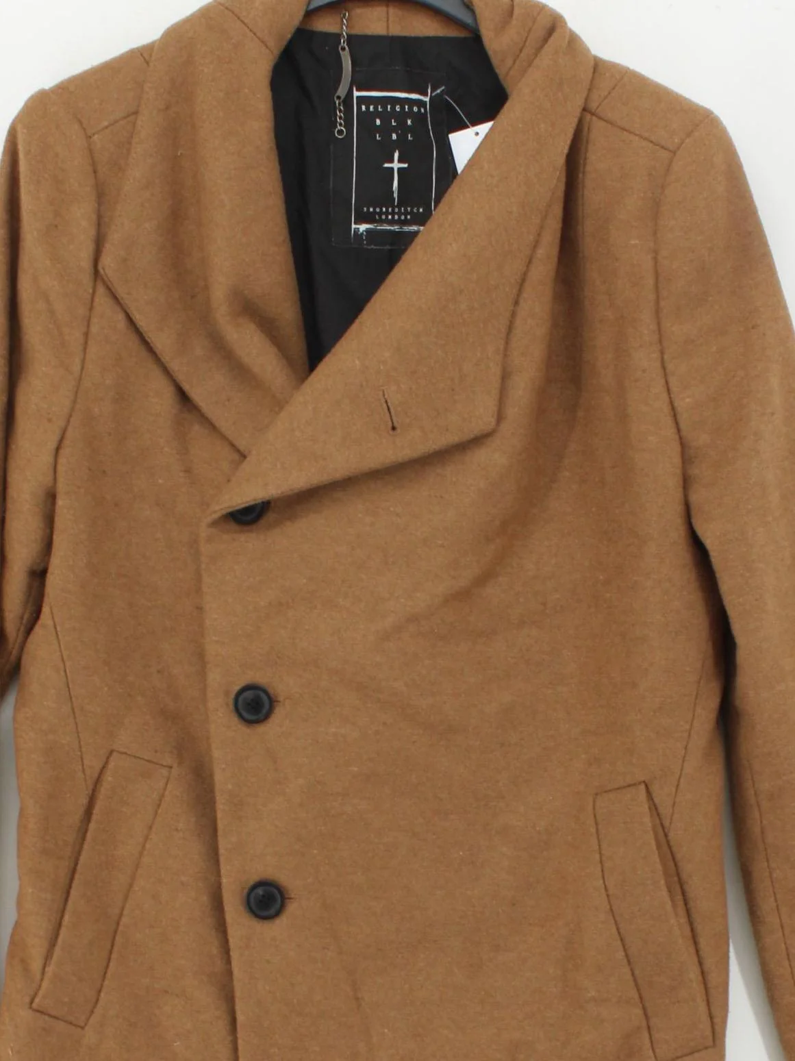 Religion Men's Coat M Tan Wool with Acrylic, Polyester Overcoat - Image 3
