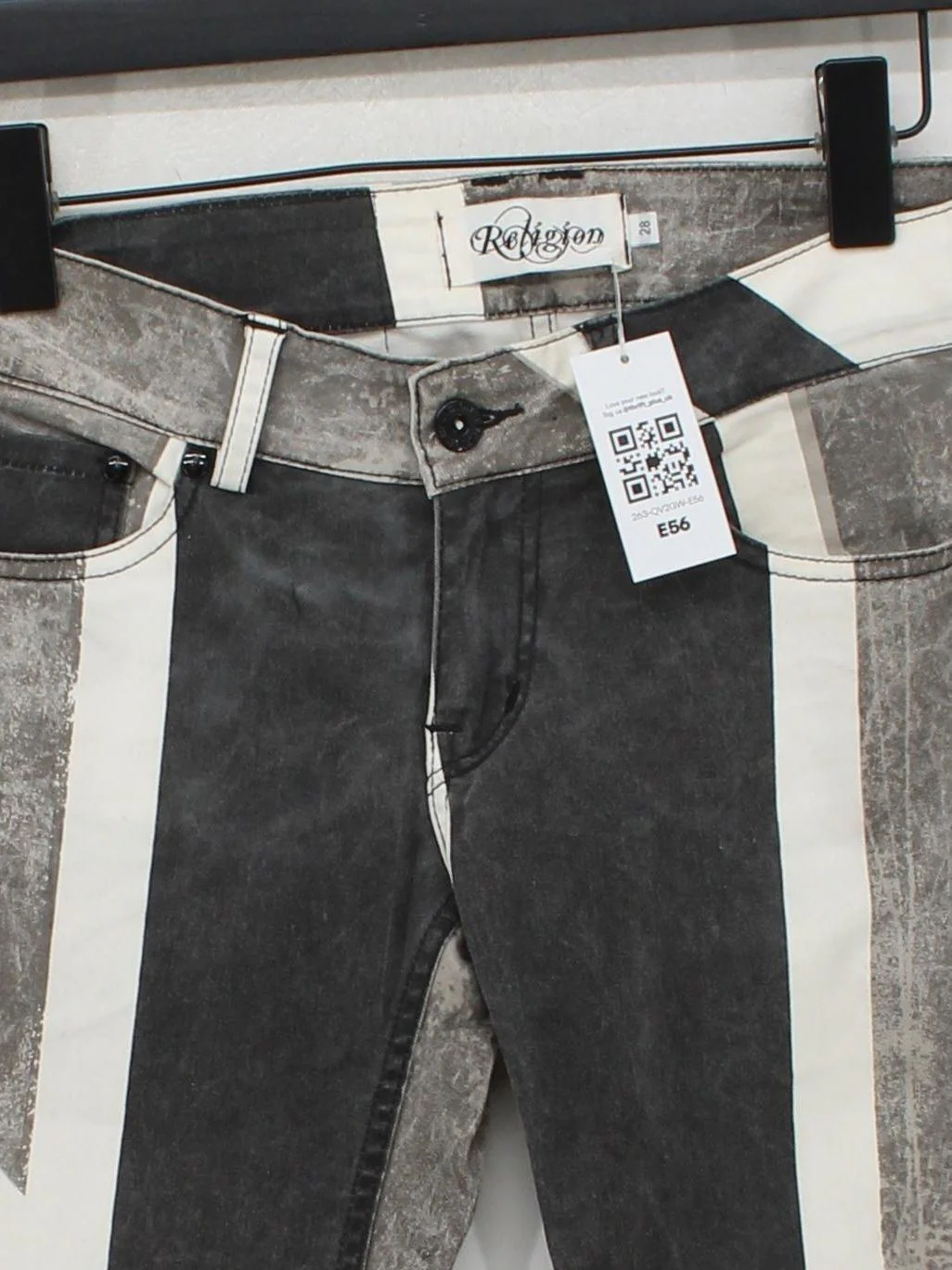 Religion Men's Jeans S Grey Graphic 100% Cotton Skinny - Image 3