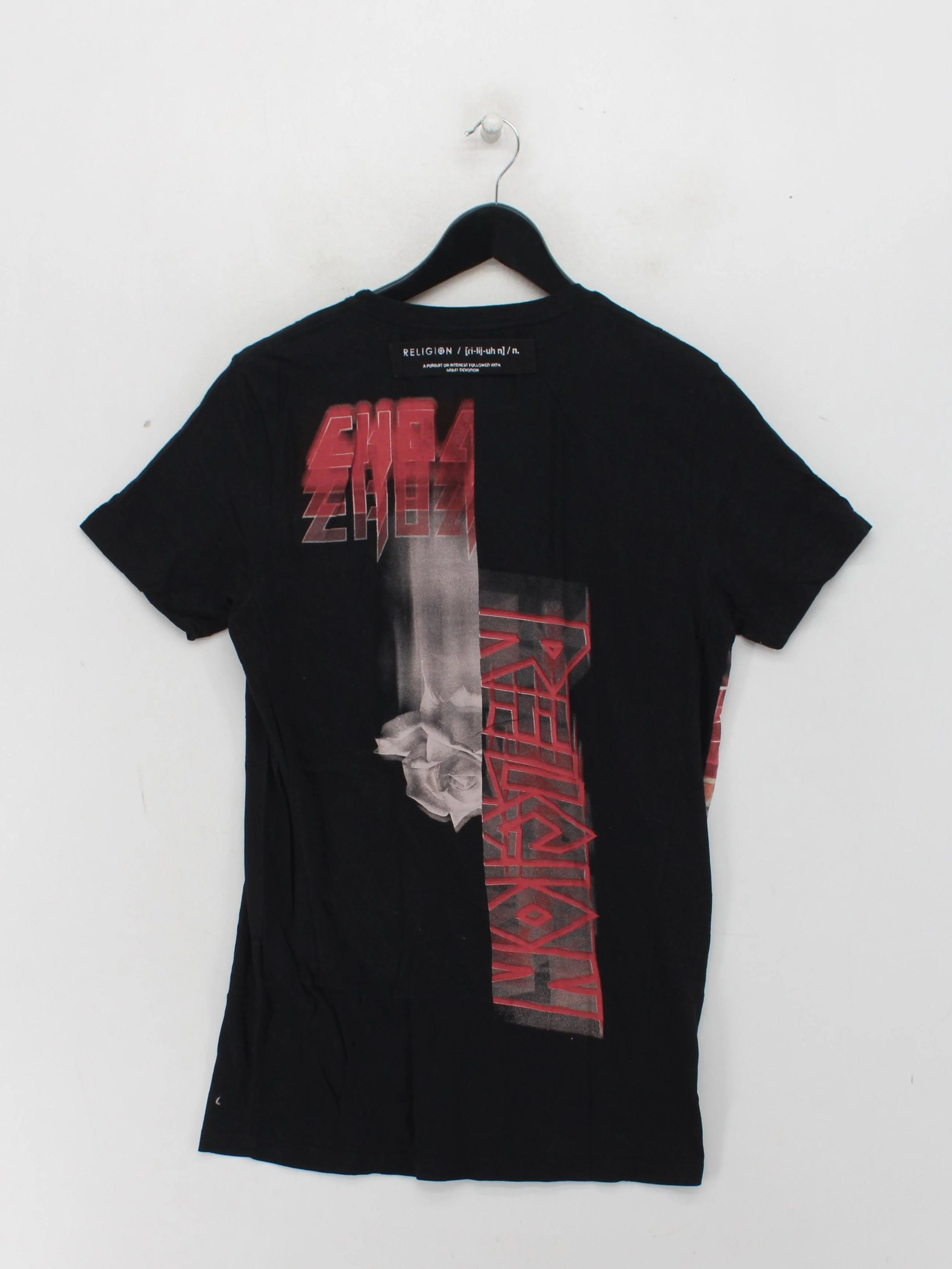 Religion Men's T-Shirt S Black Graphic 100% Cotton Basic - Image 2