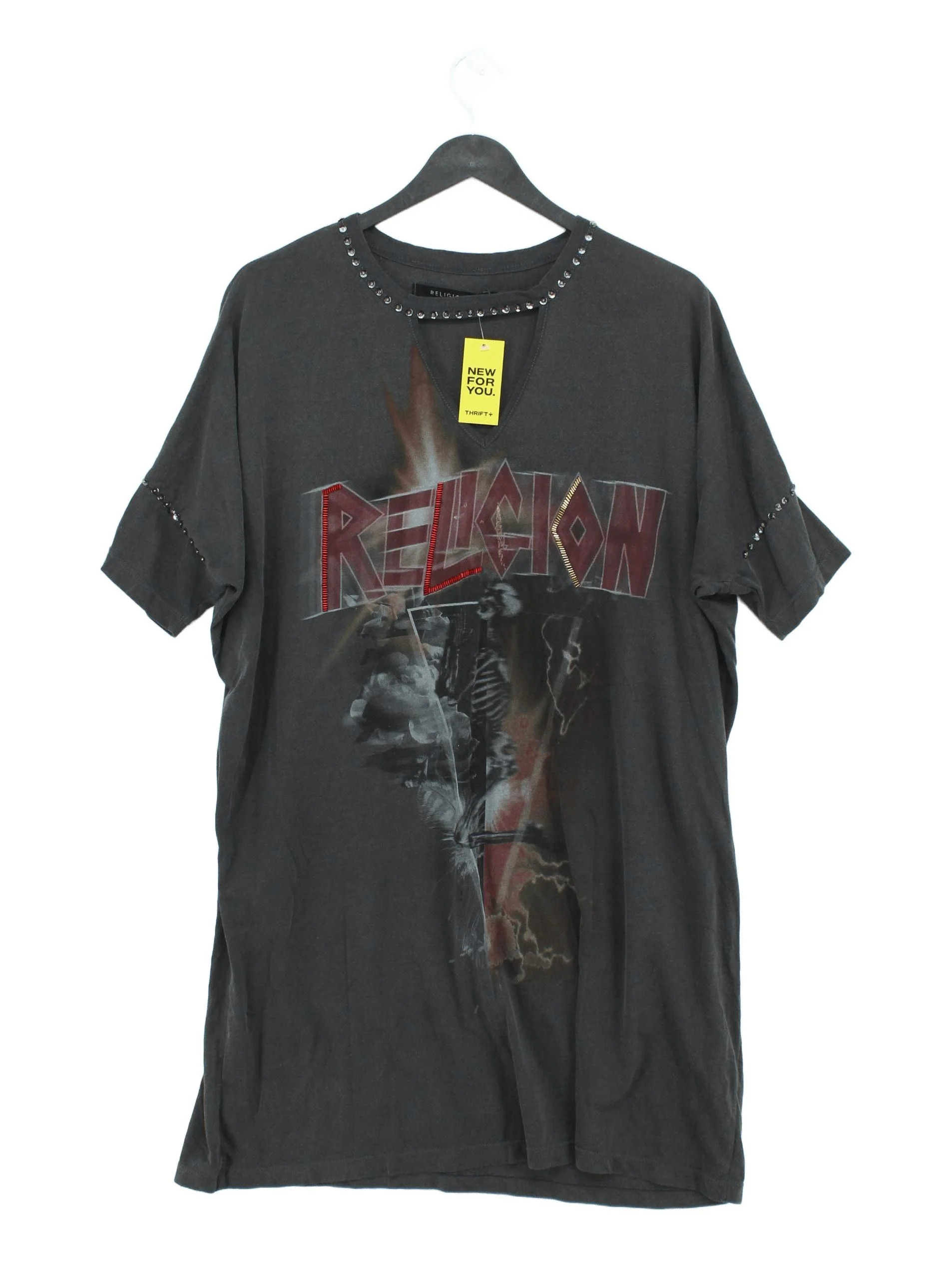 Religion Men's T-Shirt S Grey Graphic 100% Cotton Basic