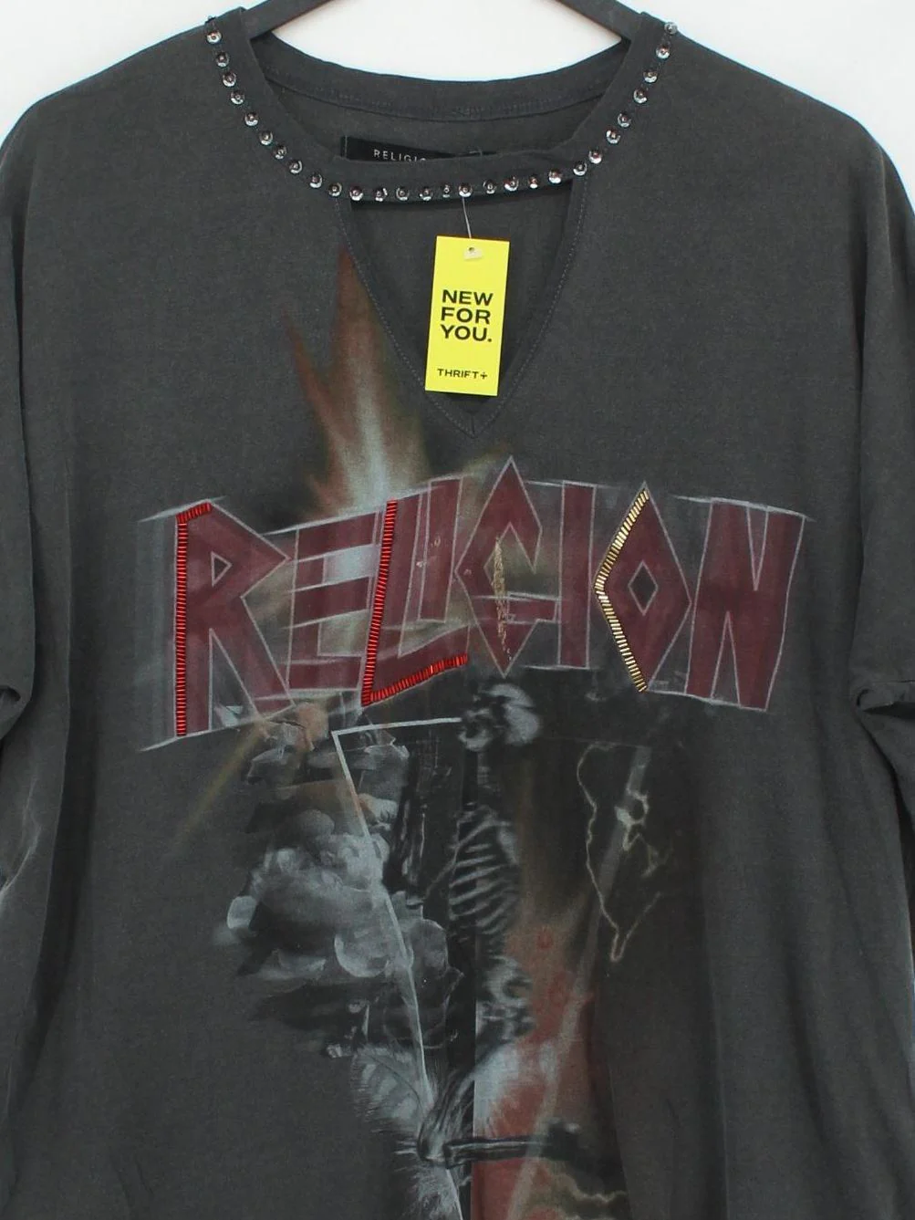Religion Men's T-Shirt S Grey Graphic 100% Cotton Basic - Image 3