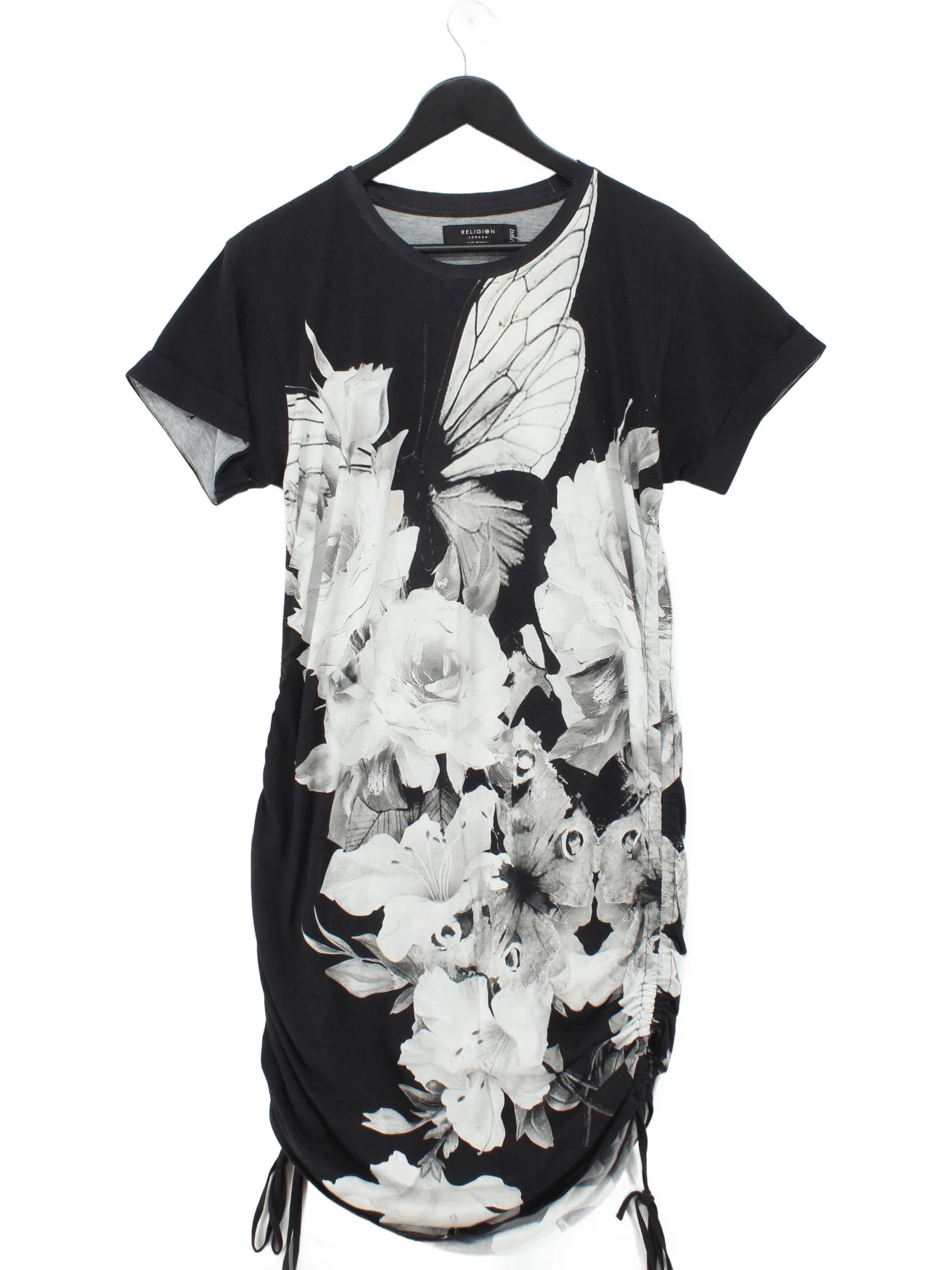 Religion T-Shirt Mini Dress UK12 in Black