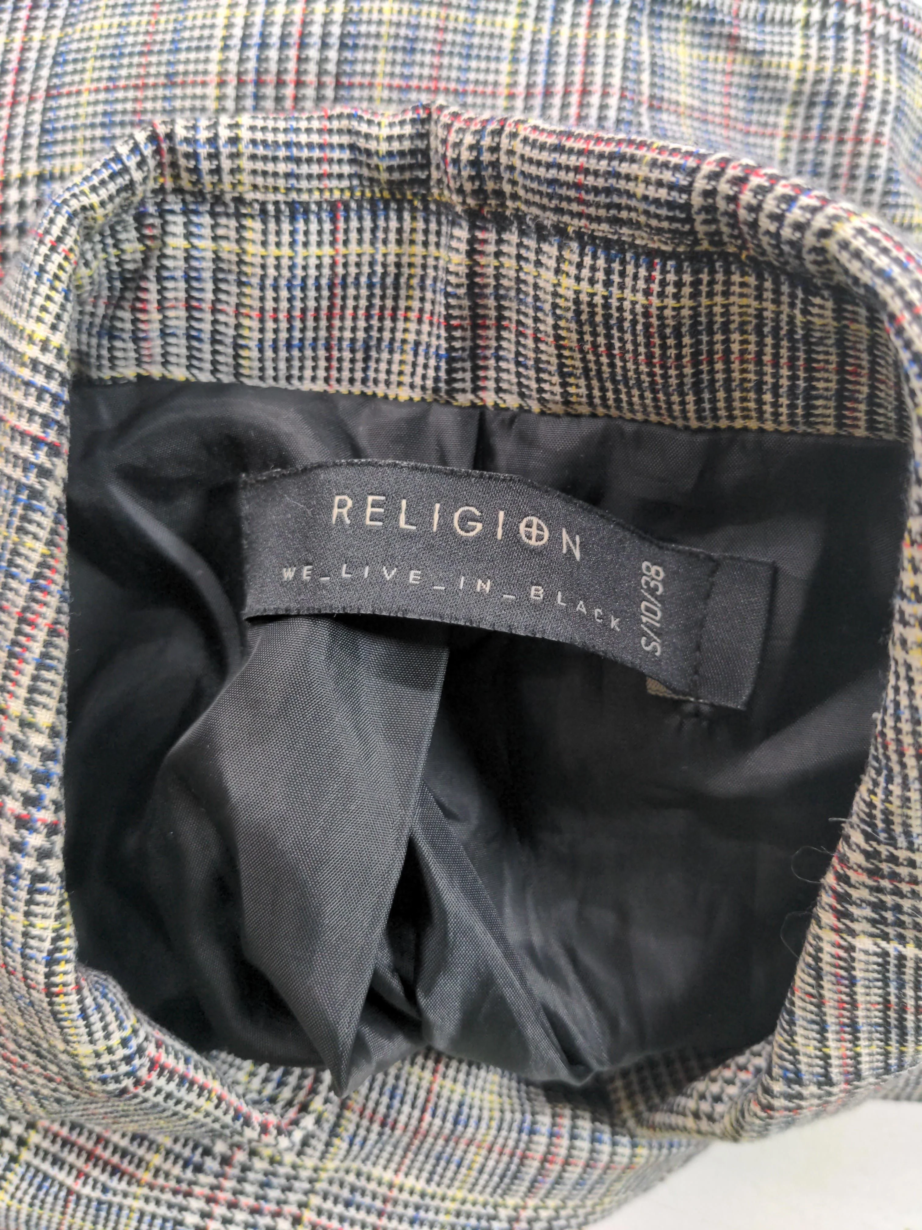 Religion Women's Blazer S Grey Checkered 100% Other Overcoat - Image 5