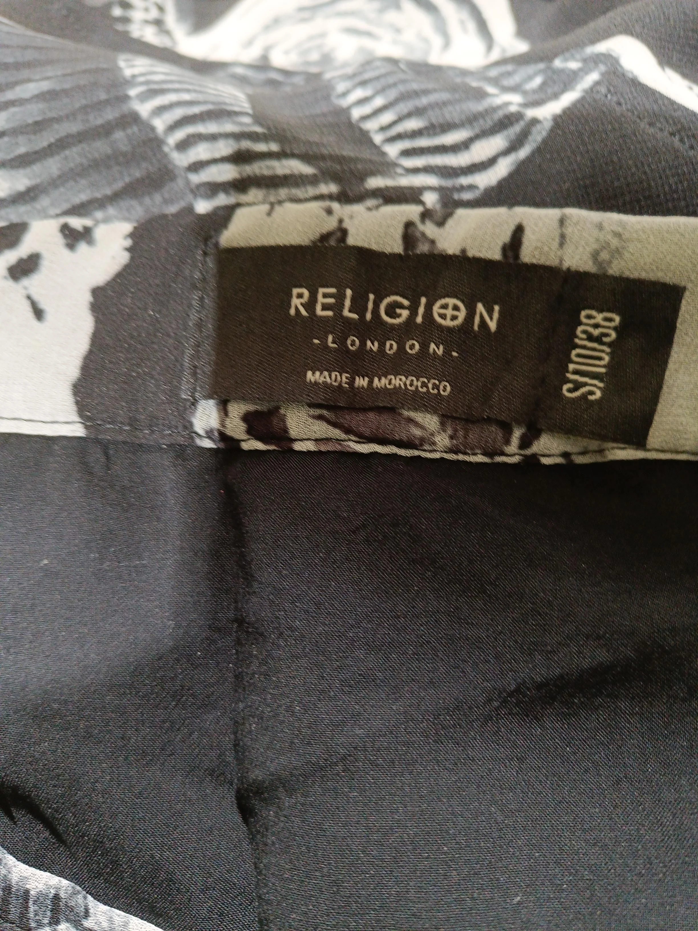 Religion Women's Midi Skirt UK 10 Black Polyester with Viscose A-Line - Image 5