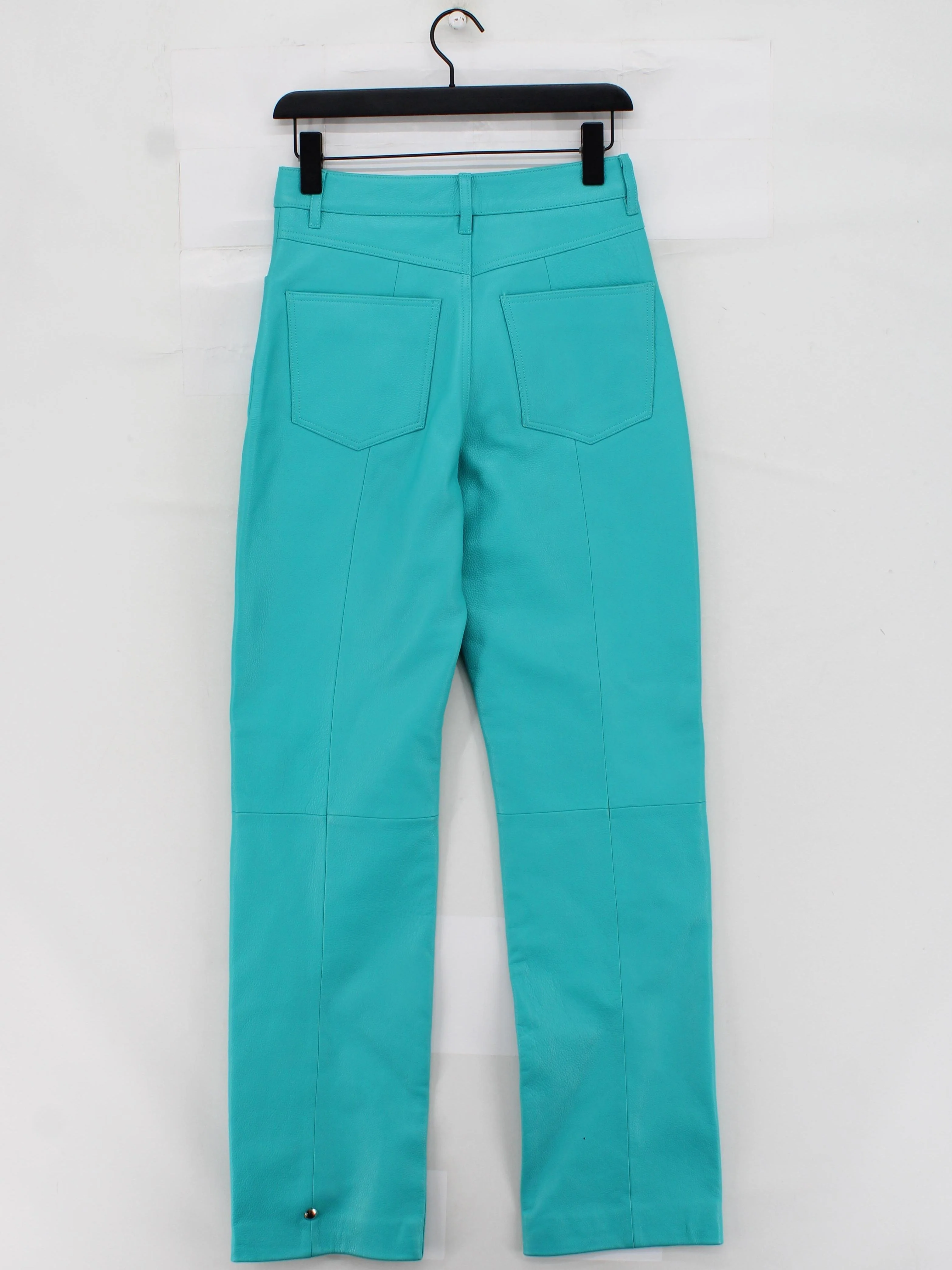 Remain Women's Trousers UK 10 Blue Leather with Polyester Straight Chino - Image 2