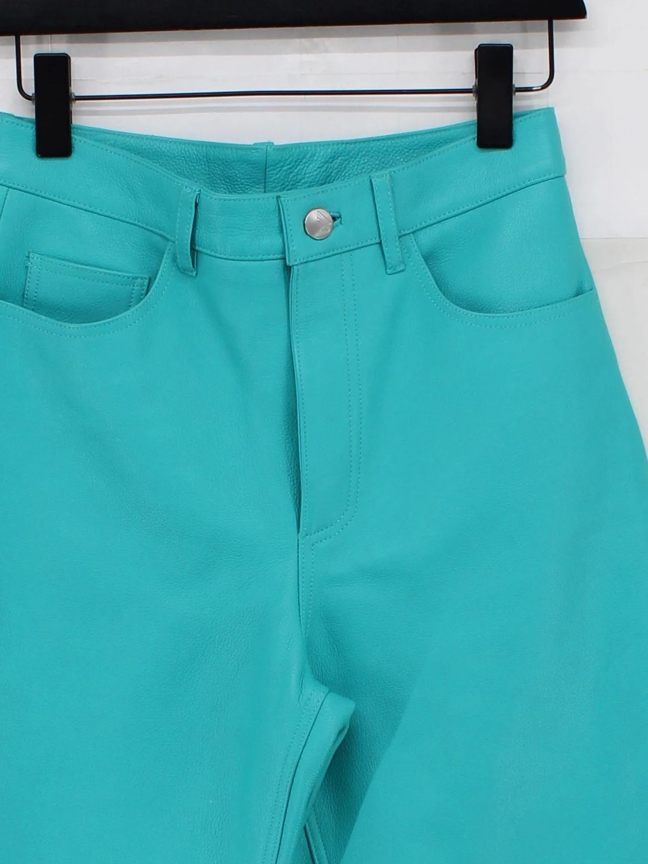 Remain Women's Trousers UK 10 Blue Leather with Polyester Straight Chino - Image 3