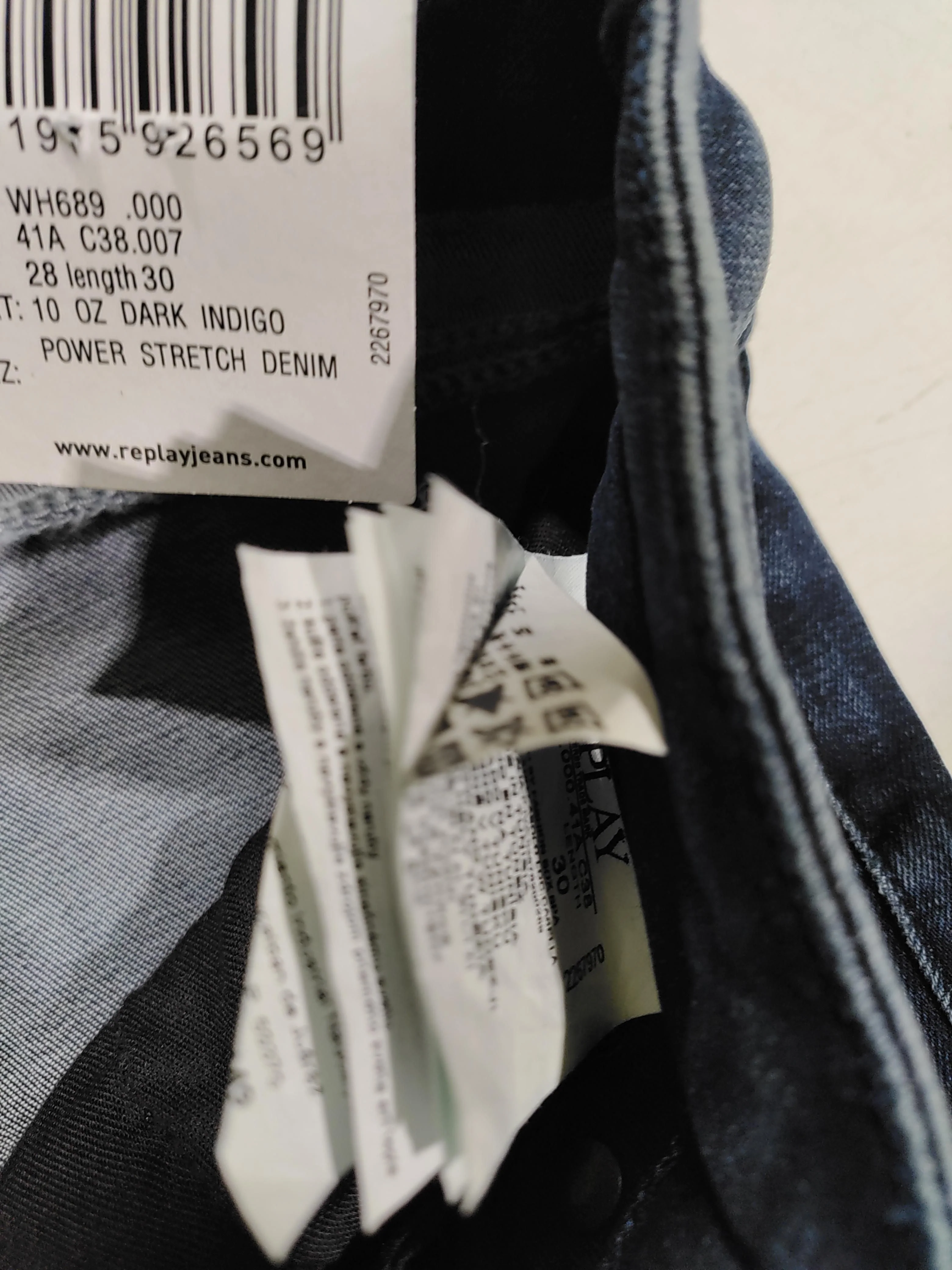 Replay Men's Jeans W 28 in Blue Cotton with Elastane Skinny New with tags - Image 6