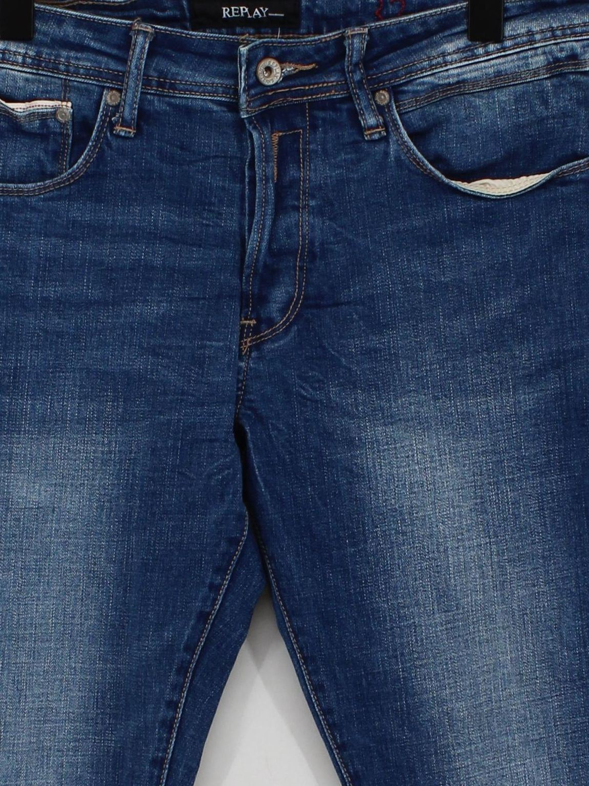 Replay Men's Jeans W 32 in Blue Cotton with Polyester, Elastane Straight - Image 3