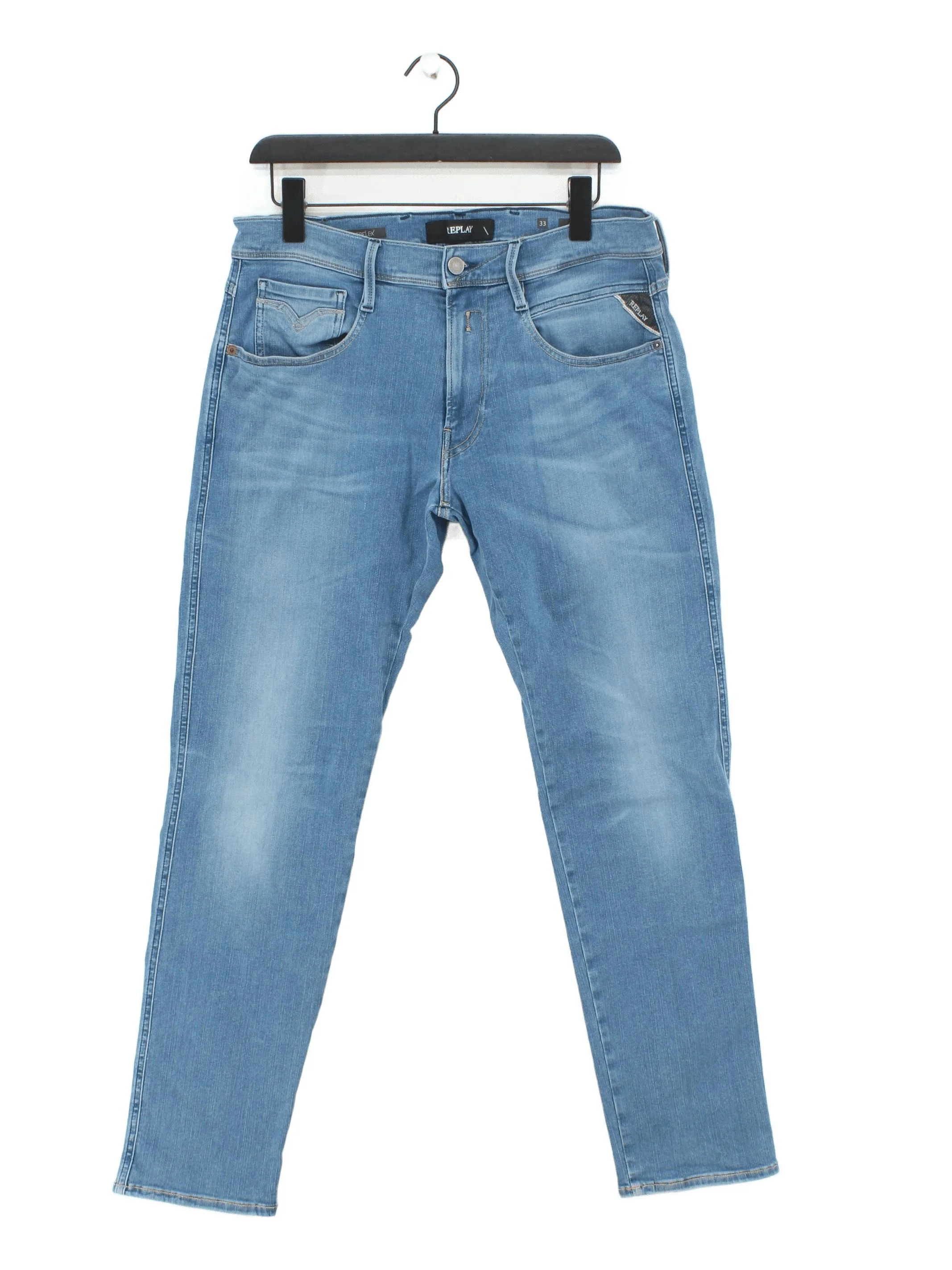 Replay Men's Jeans W 33 in Blue Cotton with Polyester Straight