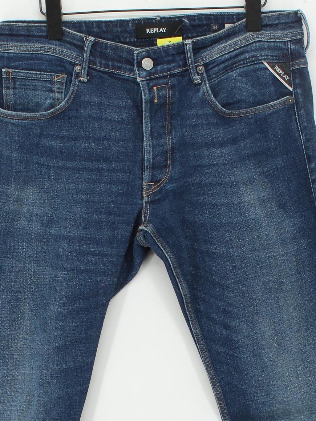 Replay Men's Jeans W 34 in Blue Cotton with Elastane Straight - Image 3