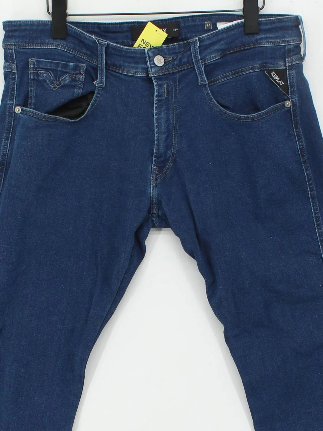 Replay Men's Jeans W 34 in Blue Cotton with Polyester, Elastane Skinny - Image 3