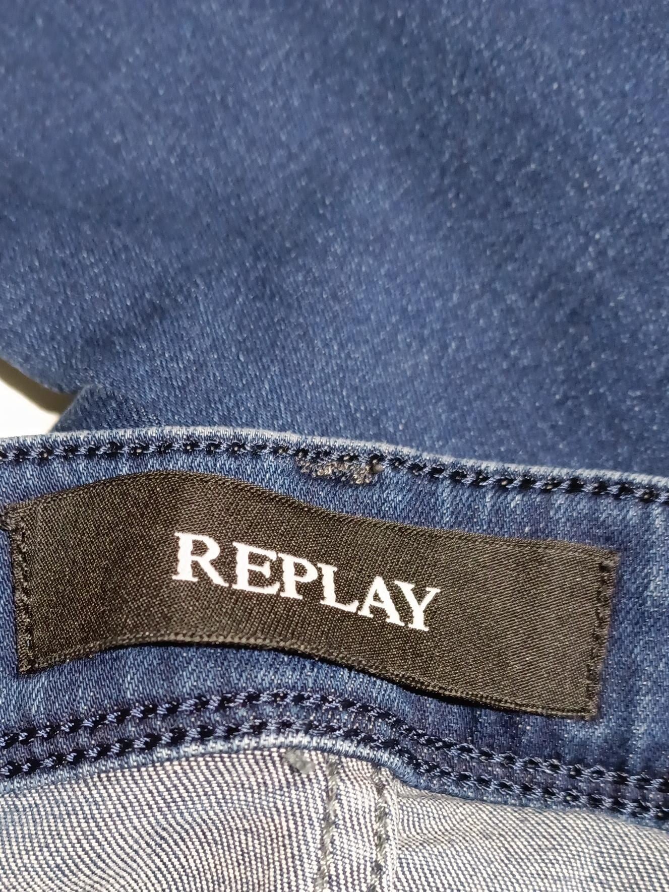 Replay Men's Jeans W 34 in Blue Cotton with Polyester, Elastane Skinny - Image 5