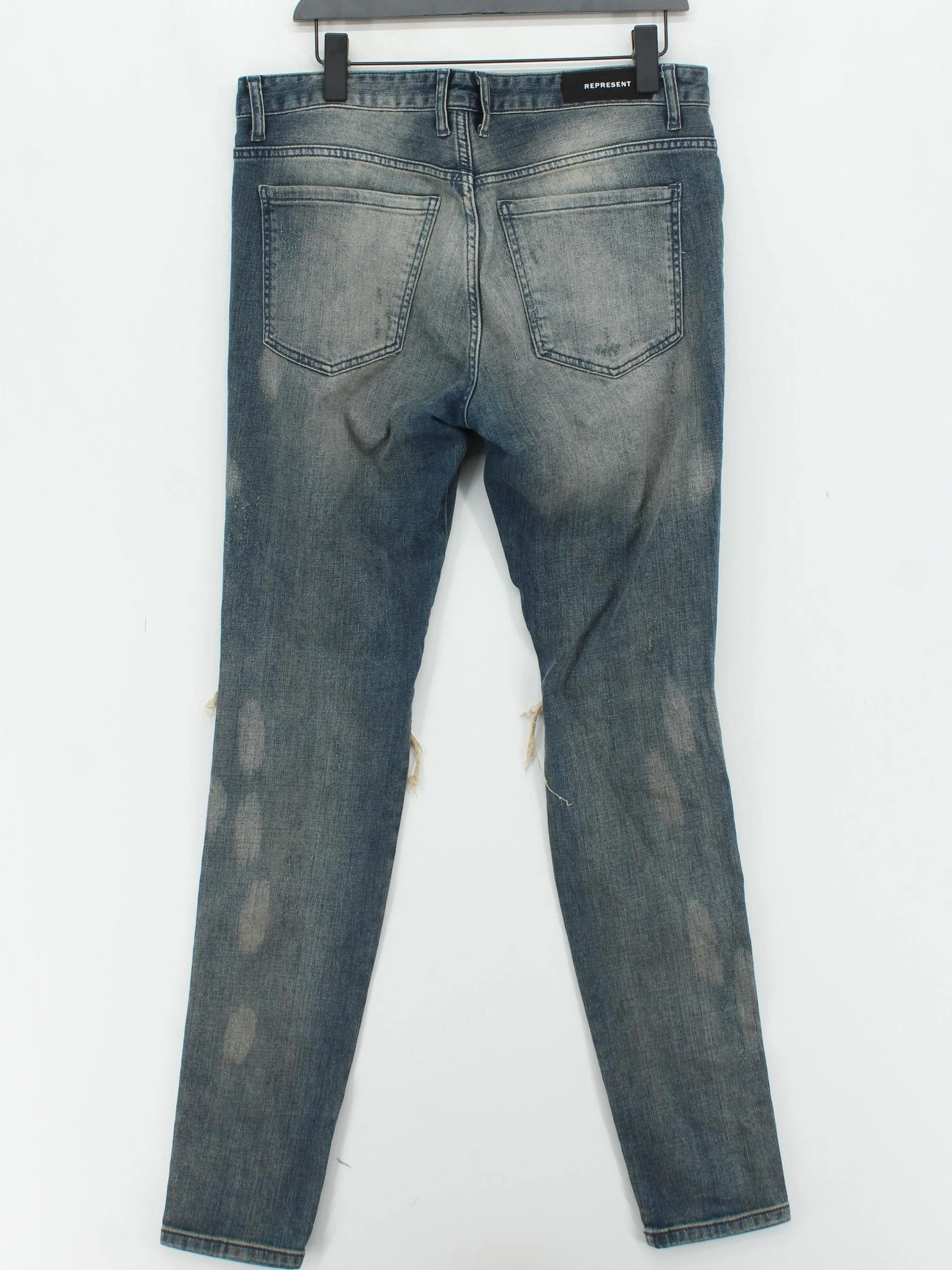 Represent Men's Jeans W 34 in Blue Cotton with Elastane Skinny - Image 2