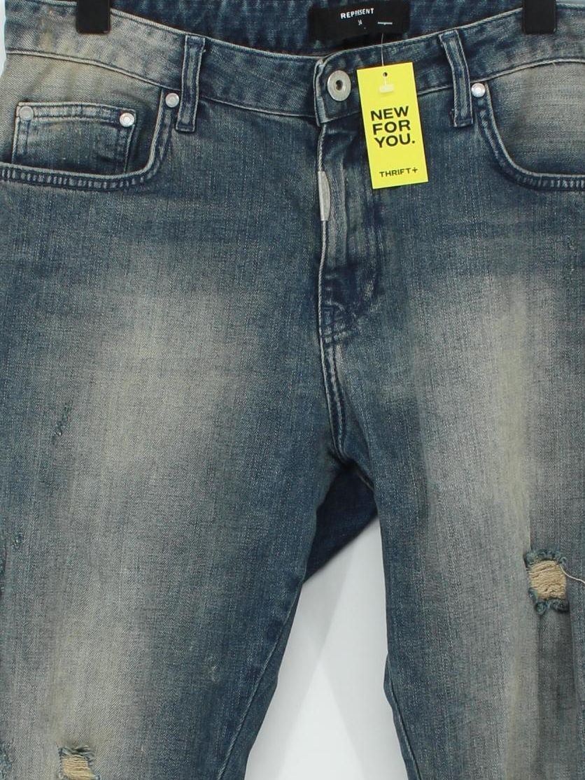Represent Men's Jeans W 34 in Blue Cotton with Elastane Skinny - Image 3