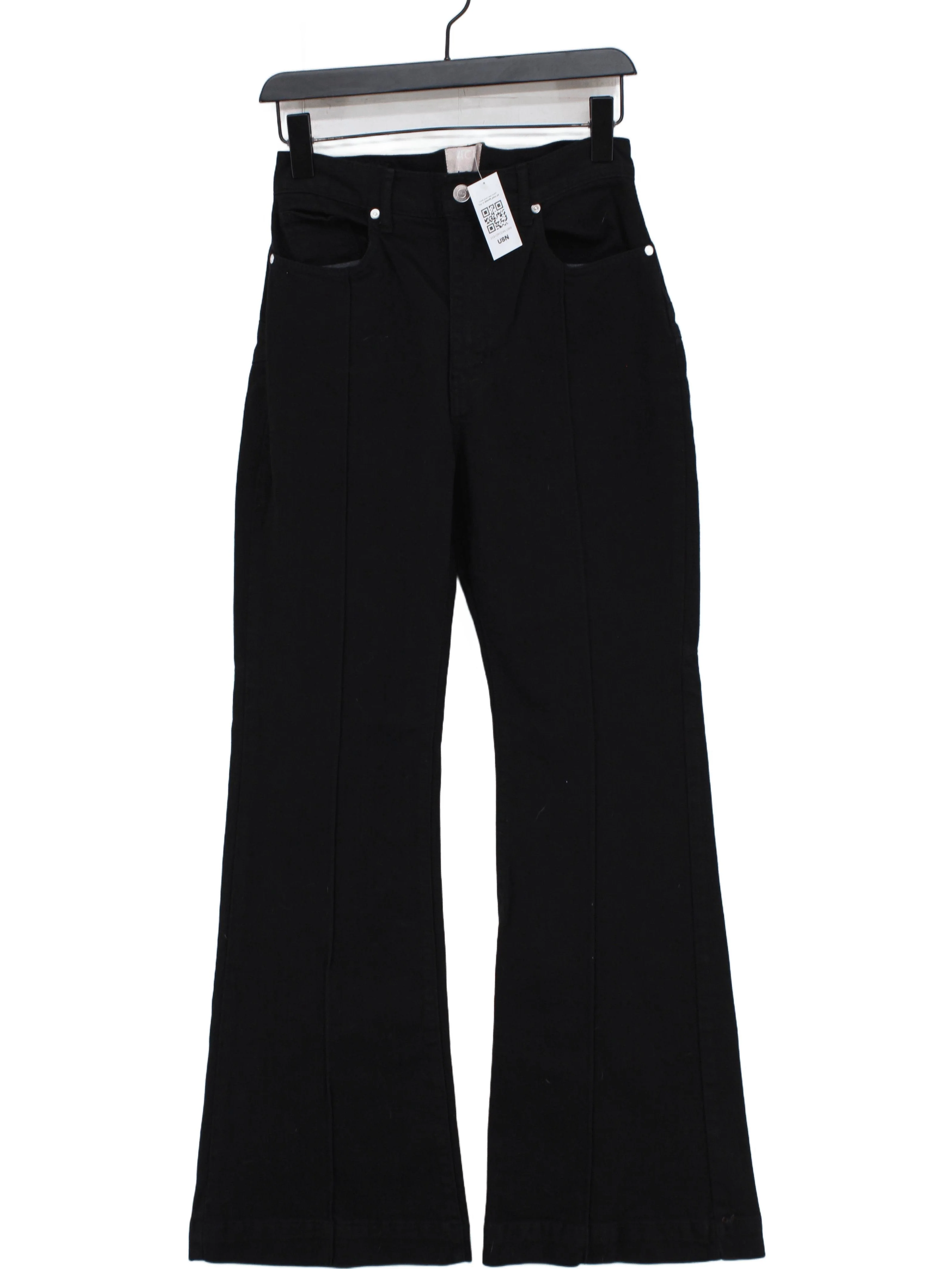 Revice Women's Trousers W 31 in Black Cotton with Elastane Flared Chino